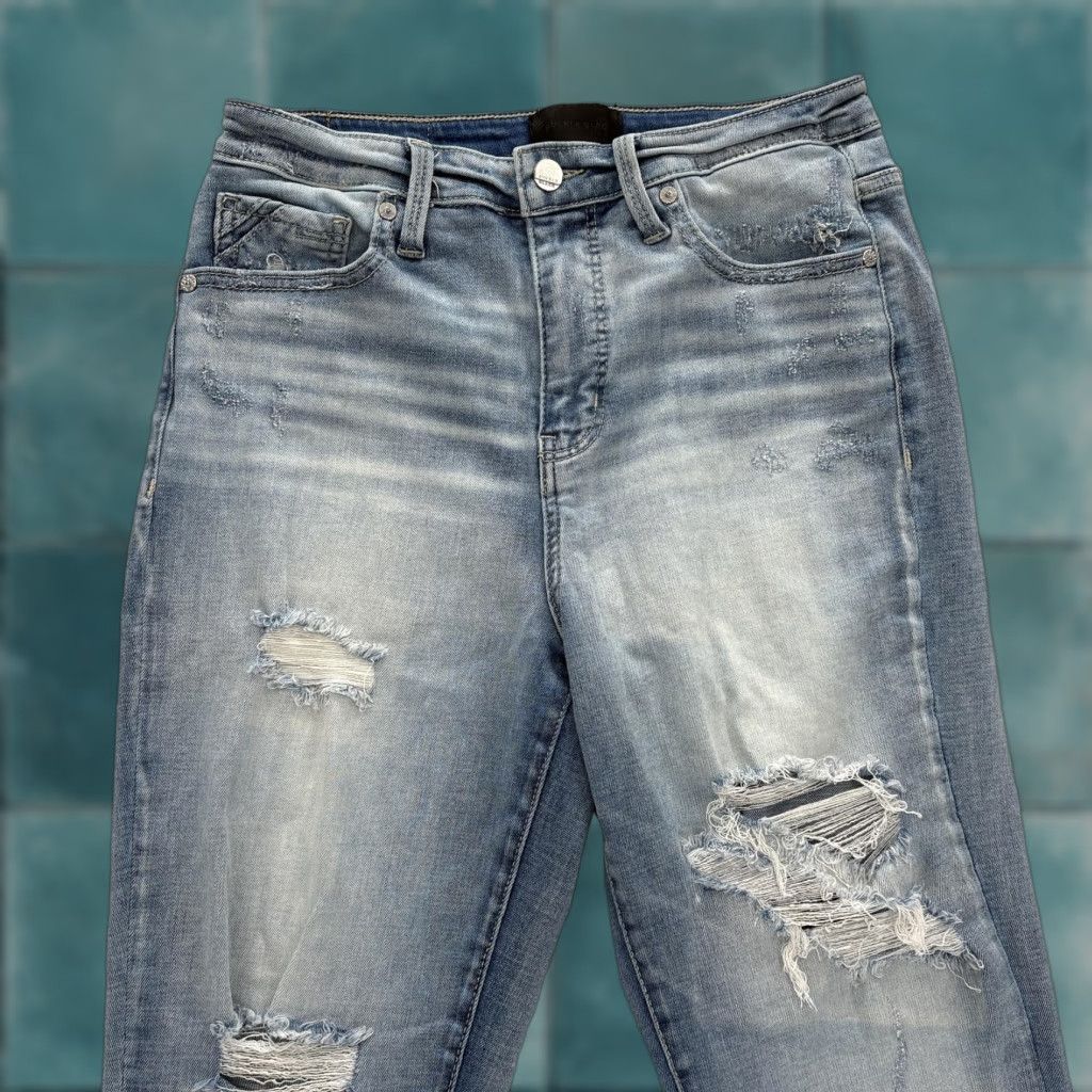 Buckle Black Buckle Black Jeans Womens 27 Light Wash Distressed Mom Jean High Rise Grunge Y2K Size 27" / US 4 / IT 40 - 1 Thumbnail