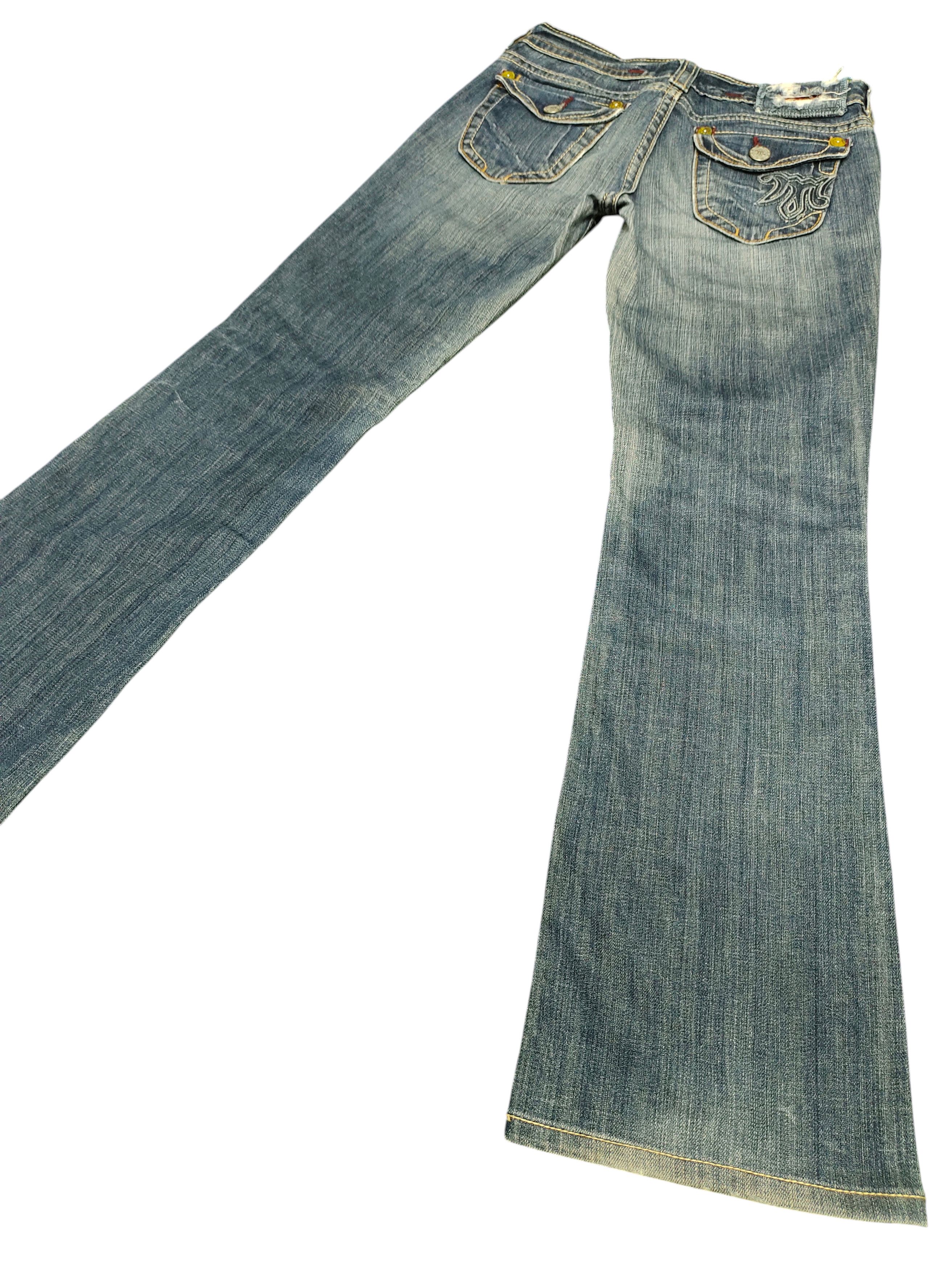 Mek Denim Flare Jeans Mek Denim Embroidered Denim Bootcut Low Rise Size US 27 - 1 Thumbnail