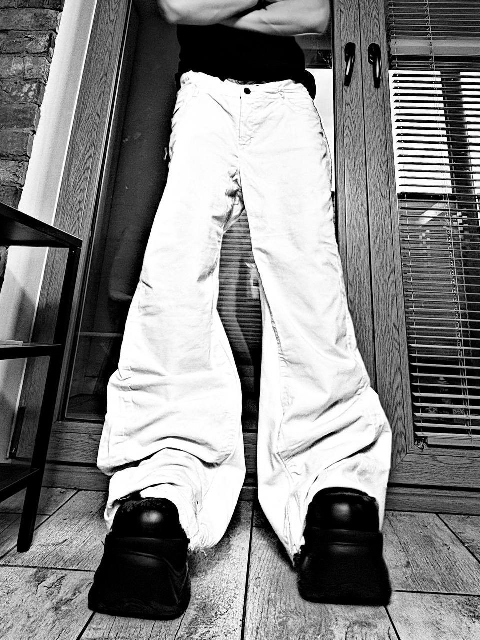 Japanese Brand Custom white Baggy Distressed Jeans Painted Wide Leg Size US 31 - 3 Thumbnail