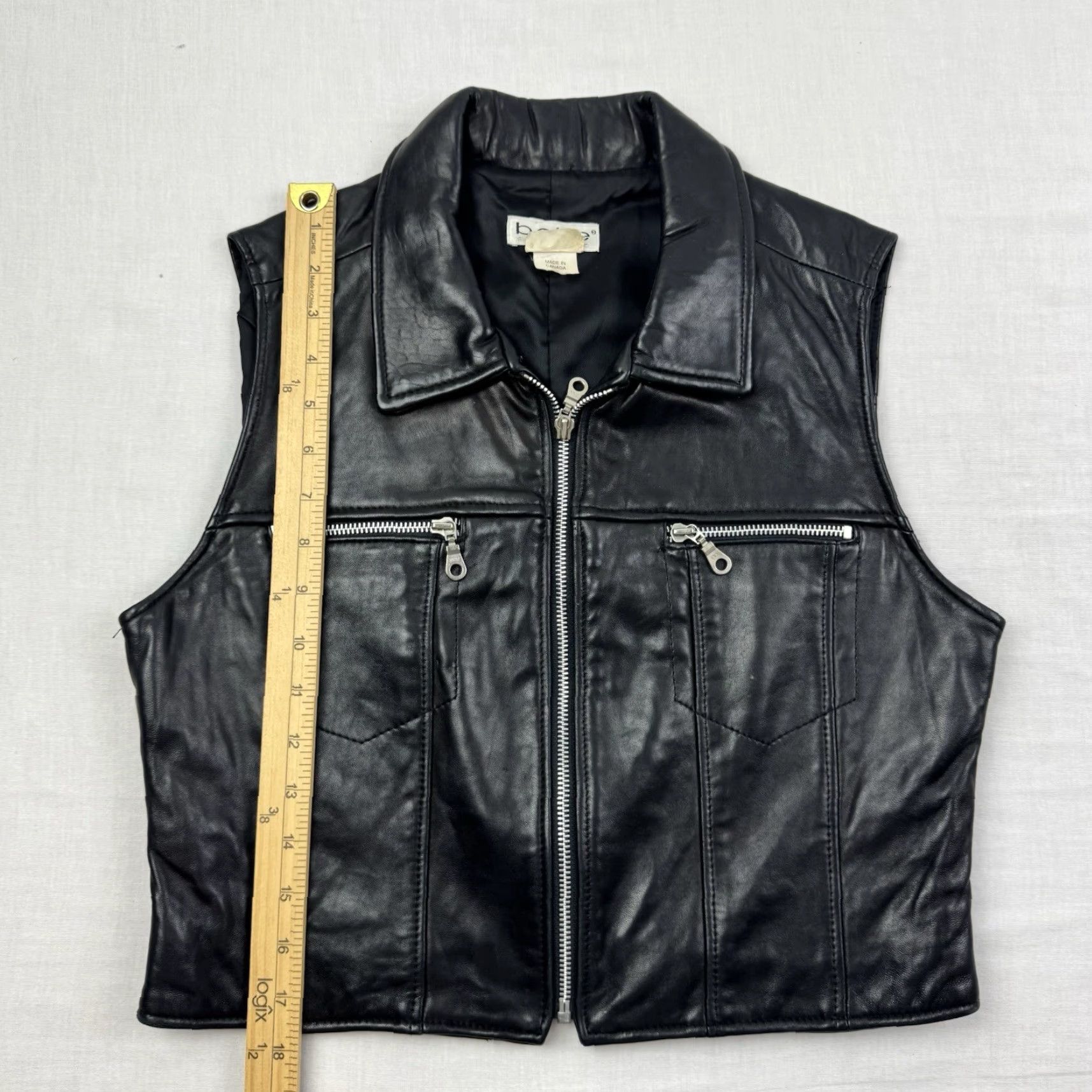 Bebe VINTAGE bebe Leather Vest Womens 10 Black San Francisco 100% Leather 80s Hipster Biker Size L / US 10 / IT 46 - 5 Thumbnail