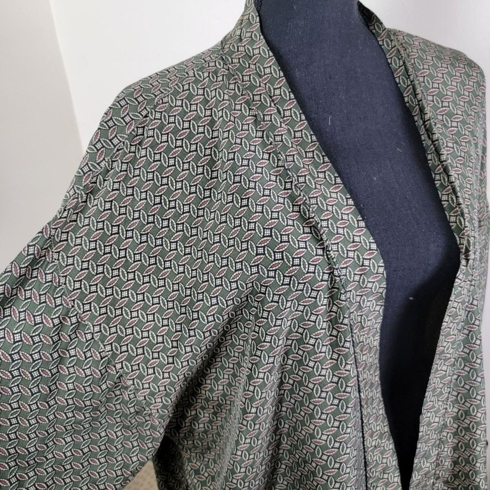 Vintage Vintage BBB Studio Womens Silk Satin Kimono Robe Geometric Size ONE SIZE - 5 Thumbnail