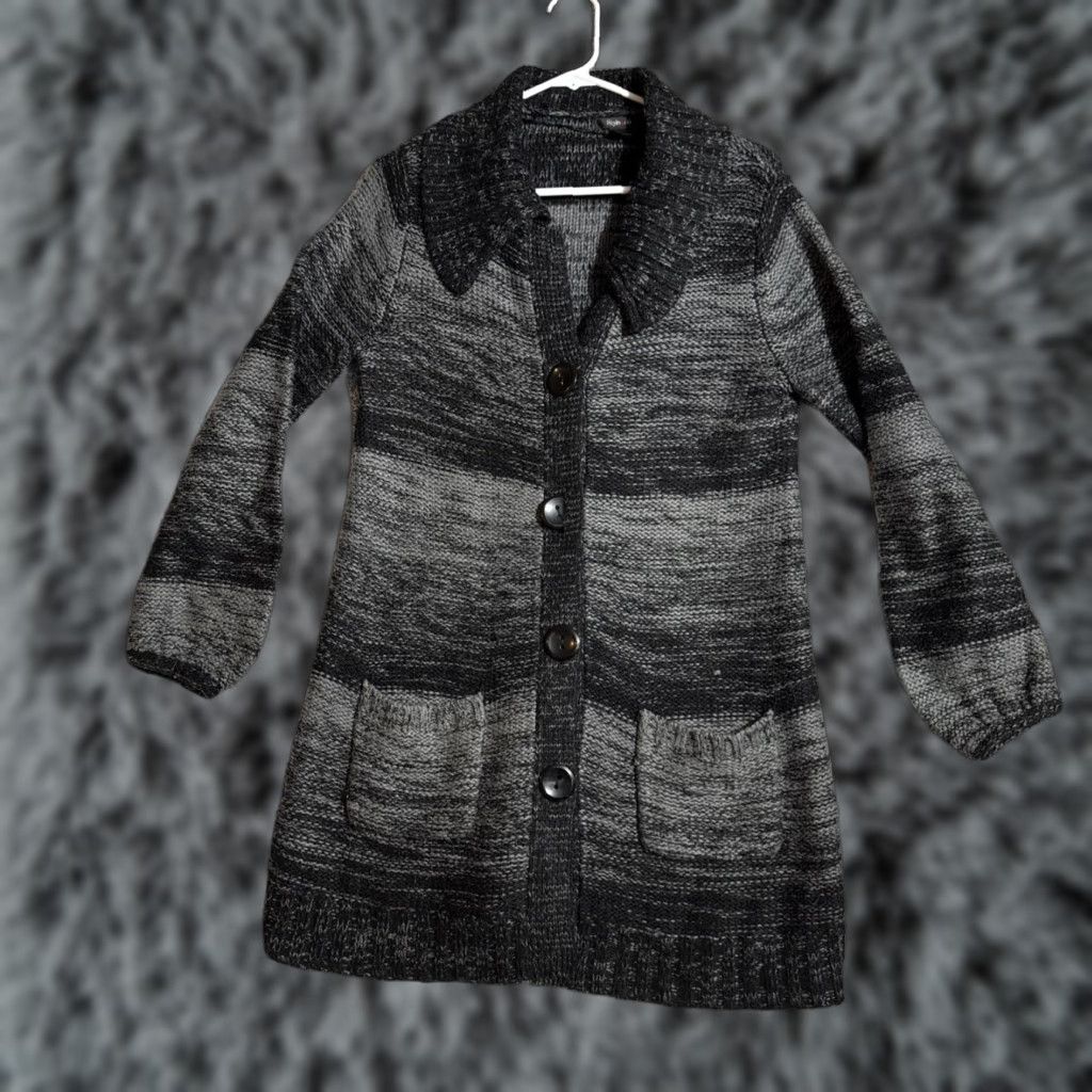 Vintage Style & Co. Cardigan Sweater Womens M Dark Academia Witchy Grandpacore Knit Cardigan Open Pockets Long Sleeve Collared Gray Acrylic Knit Vintage No Size M / US 6-8 / IT 42-44 - 1 Thumbnail
