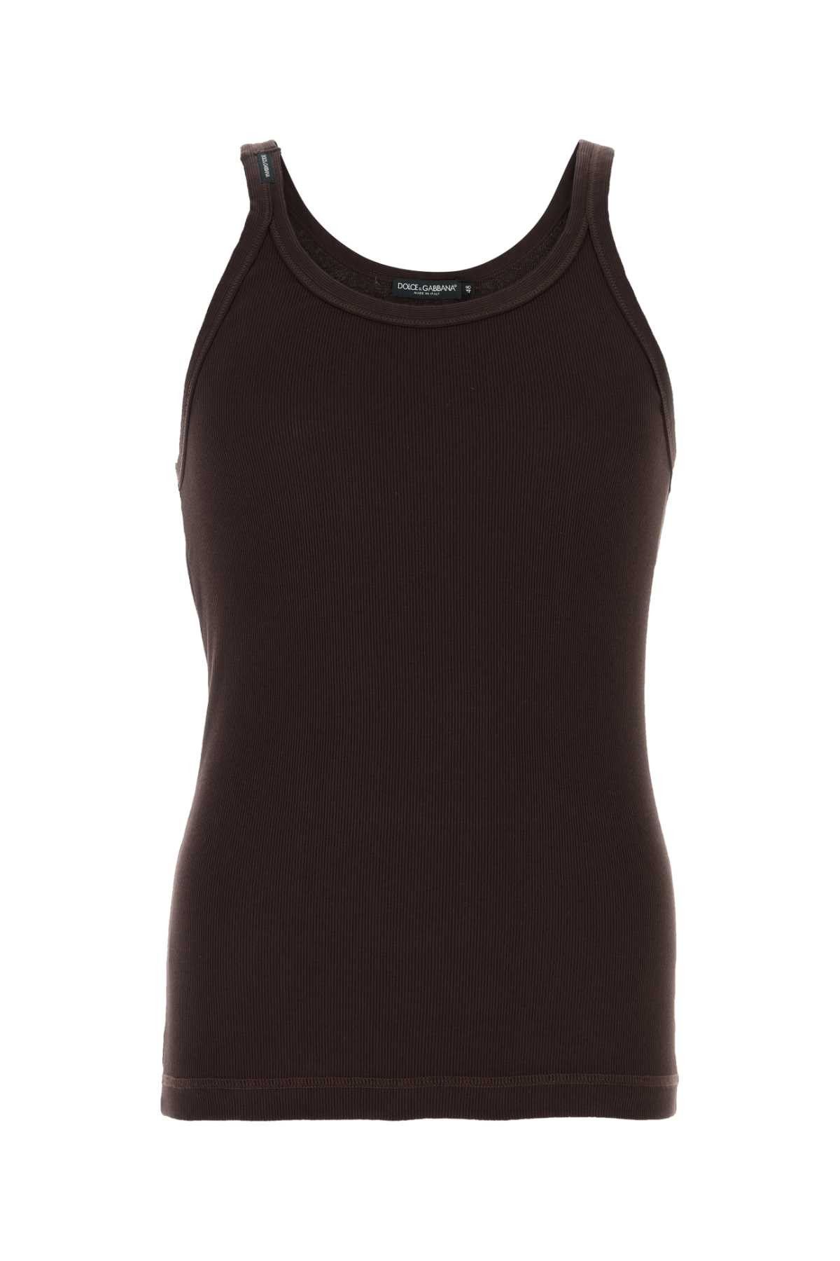 Dolce & Gabbana Chocolate Cotton Tank Top Size US L / EU 52-54 / 3 - 1 Thumbnail
