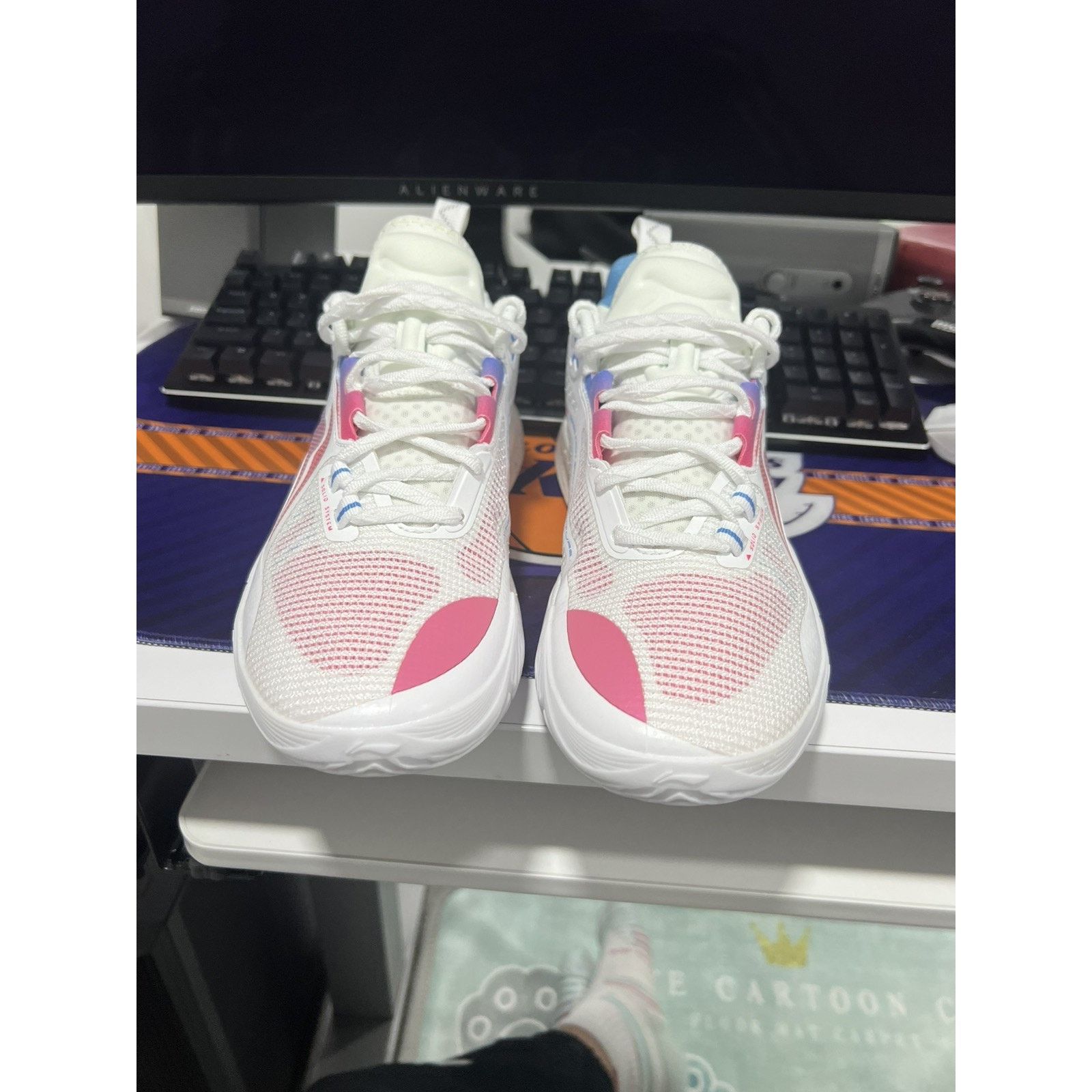 Li-Ning LI-NING Speed 10 Premium White Pink Blue Basketball Shoes Size US 8.5 / EU 41-42 - 4 Thumbnail