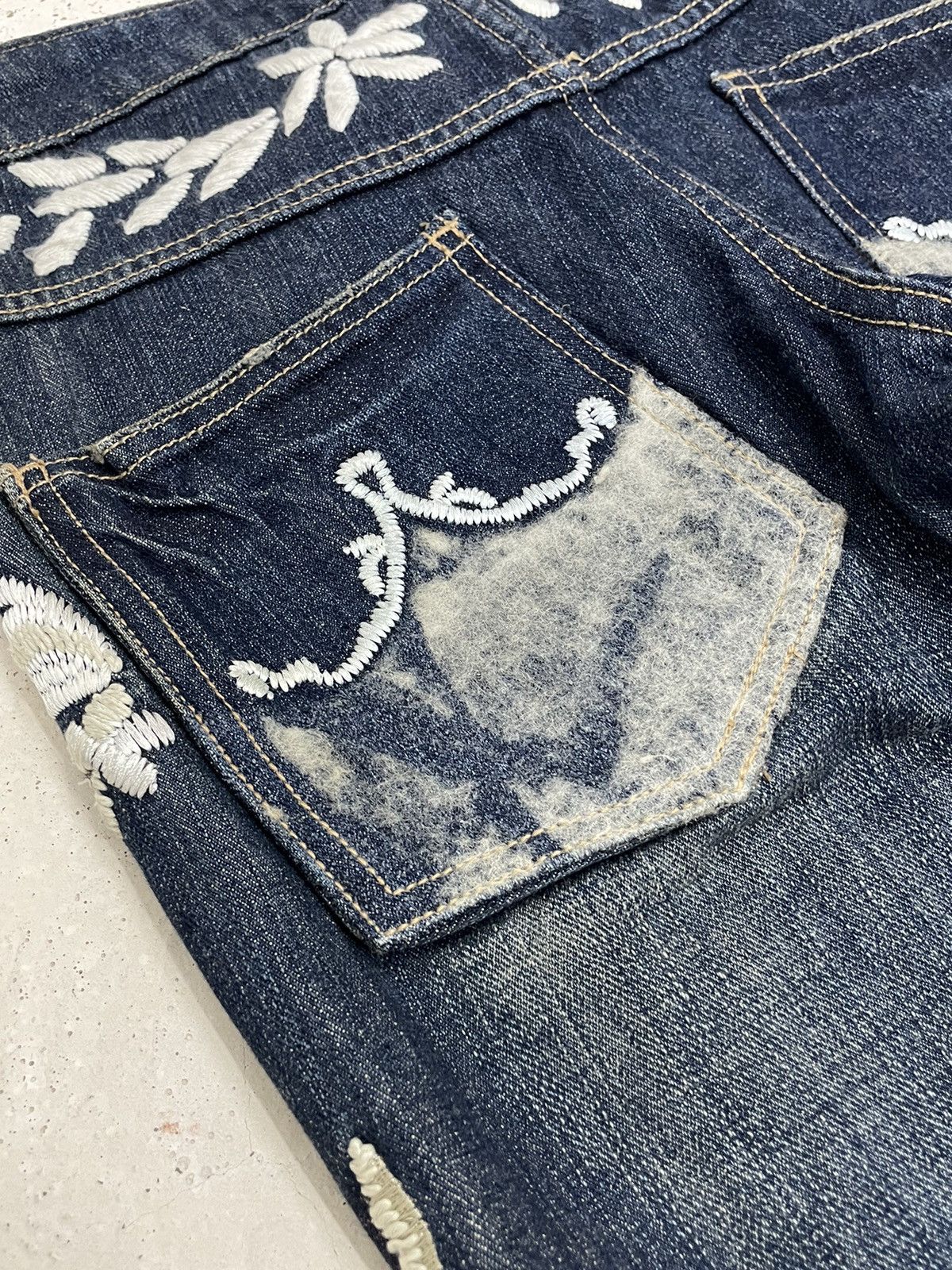 Frankie Shop Floral Motive Embroidery Flare Mud Indigo Denim Size US 28 / EU 44 - 17 Thumbnail