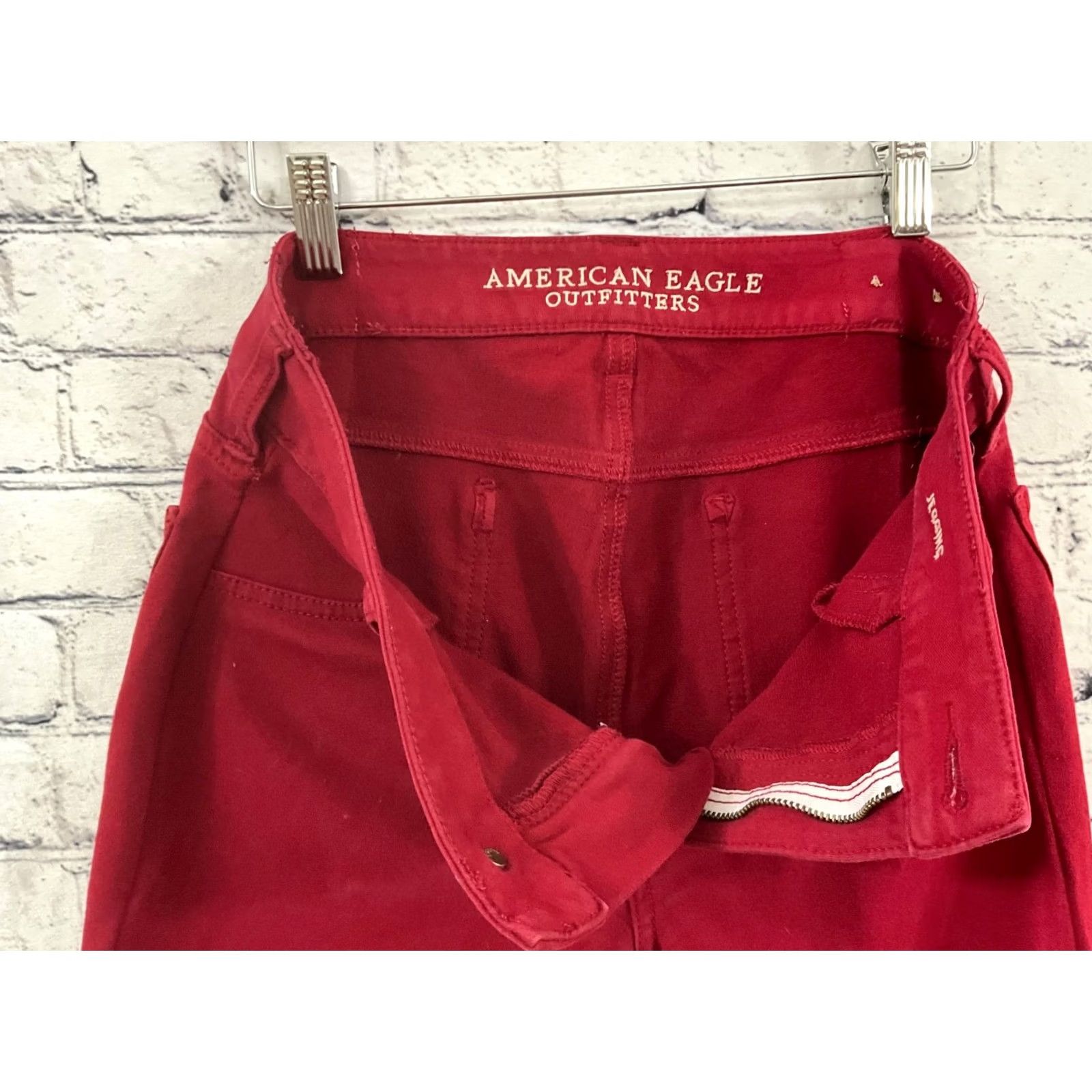 American Eagle Outfitters AMERICAN EAGLE WOMENS JEGGING RED Size SMALL 5-POCKET Denim Cotton Blend Stretch Regular Rise Mid 28in INSEAM Size 28" / US 6 / IT 42 - 7 Thumbnail