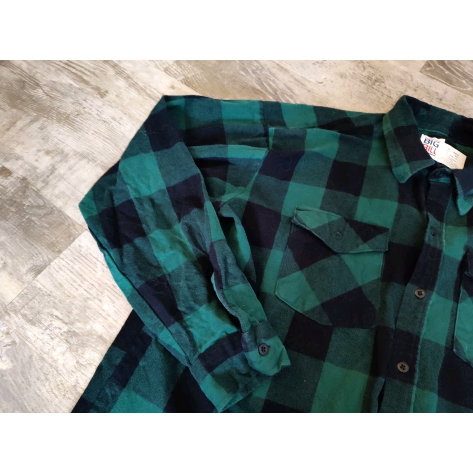 Vintage VINTAGE Big Bill Workwear Shirt Men XL Green Plaid Flannel Heavyweight Western Casual Size US XL / EU 56 / 4 - 5 Thumbnail