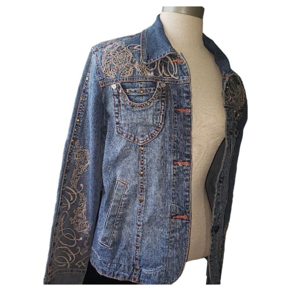 Designer CT1625 Ethyl Embroirdered Denim Jacket M Size M / US 6-8 / IT 42-44 - 2 Thumbnail