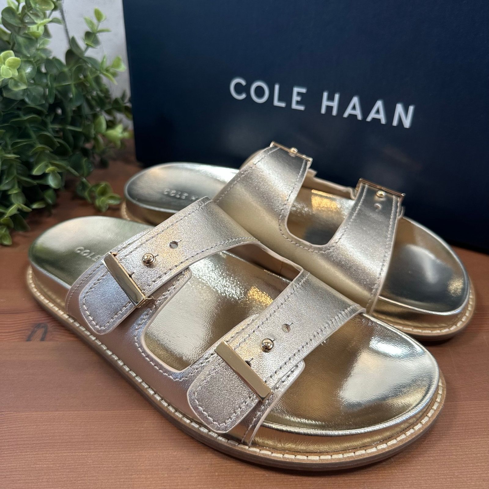 Cole Haan Cole Haan Women's Marisol Footbed Sandals Soft Gold Leather Size US 7 / IT 37 - 3 Thumbnail