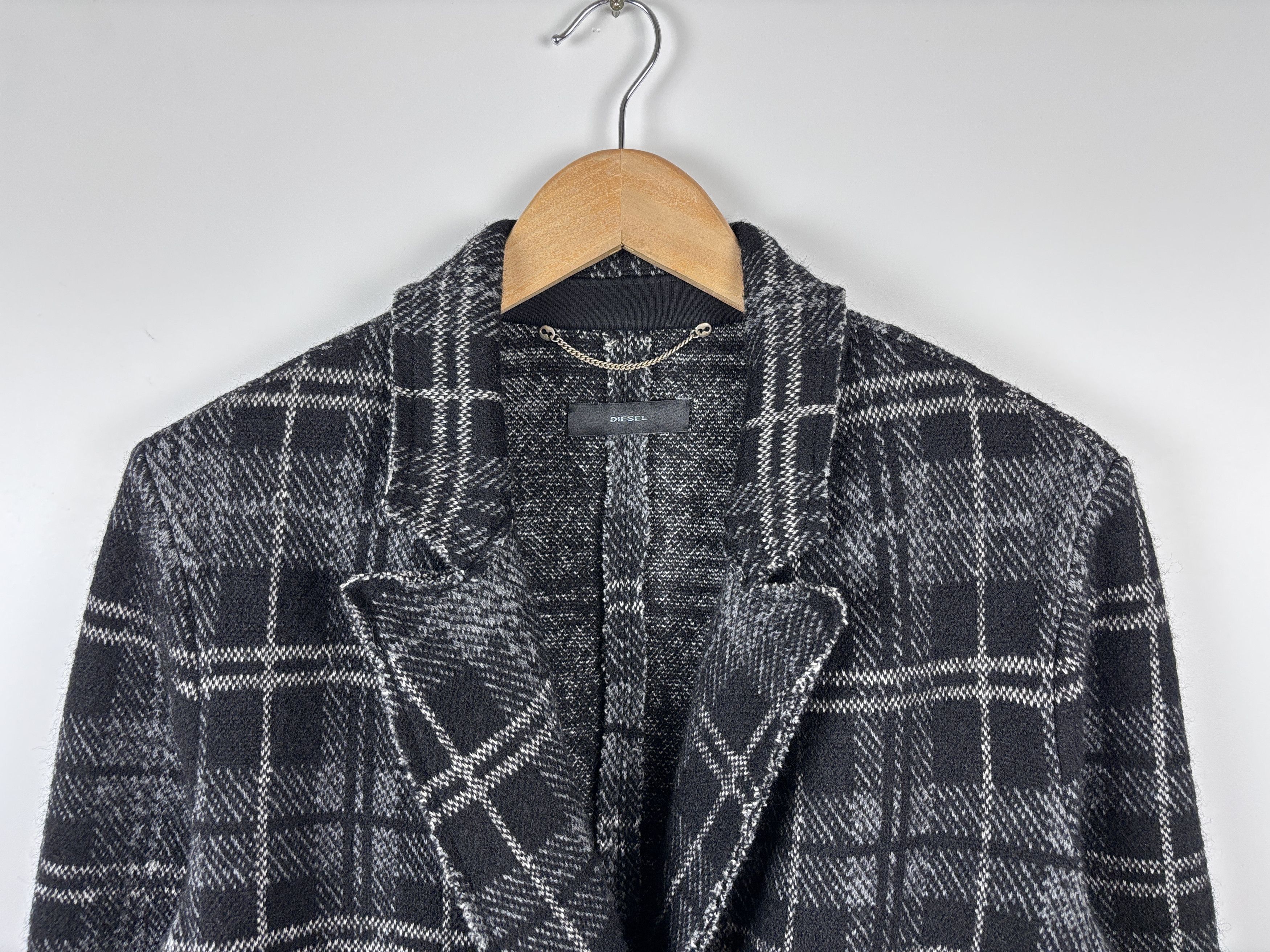 Diesel Diesel Double-Breasted Check Wool Cotton Coat Gray Black S Size S / US 4 / IT 40 - 2 Thumbnail