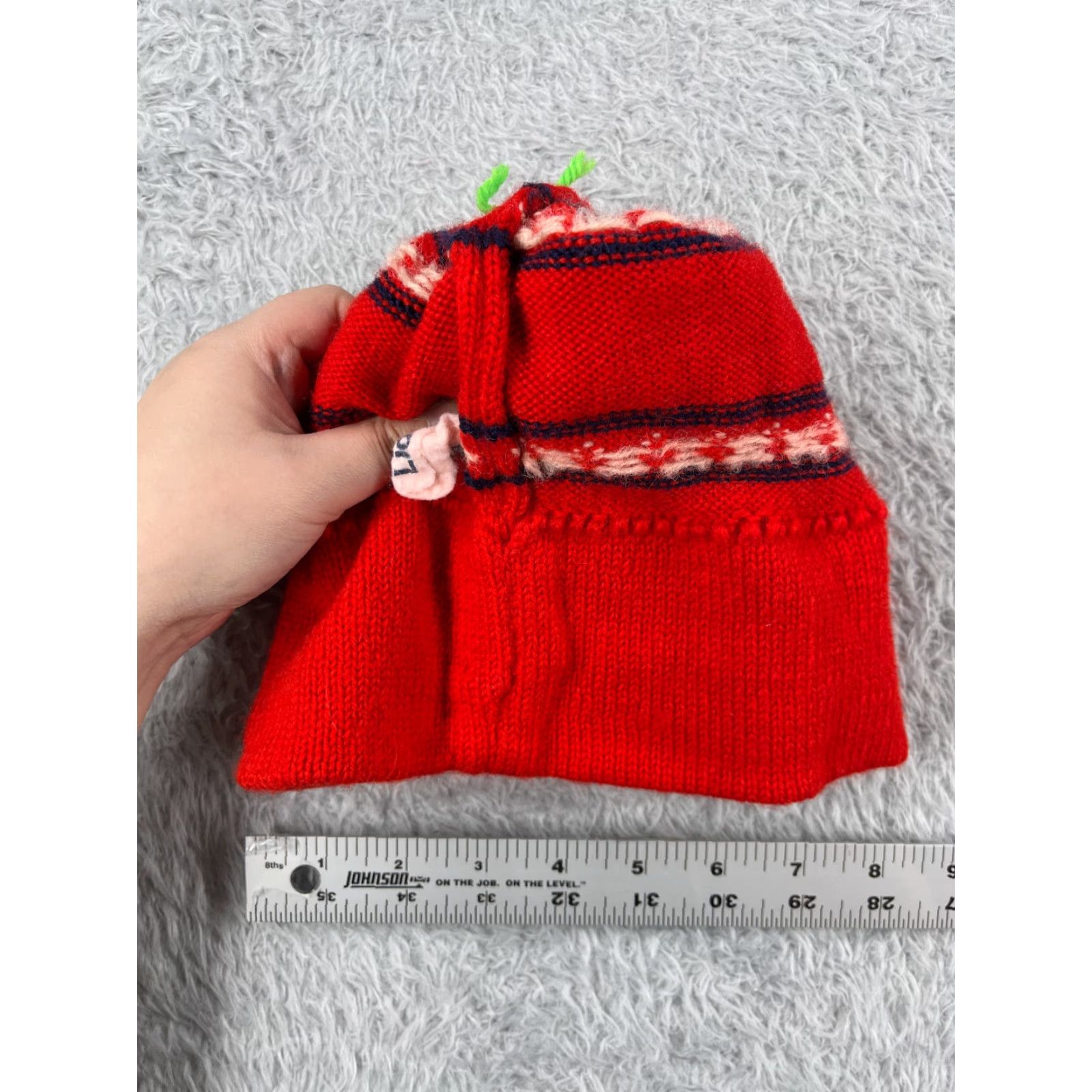 The Mountain The Mountain Lid Beanie Toque Womens One Size Red White Stripe Wool Ski Size ONE SIZE - 7 Thumbnail