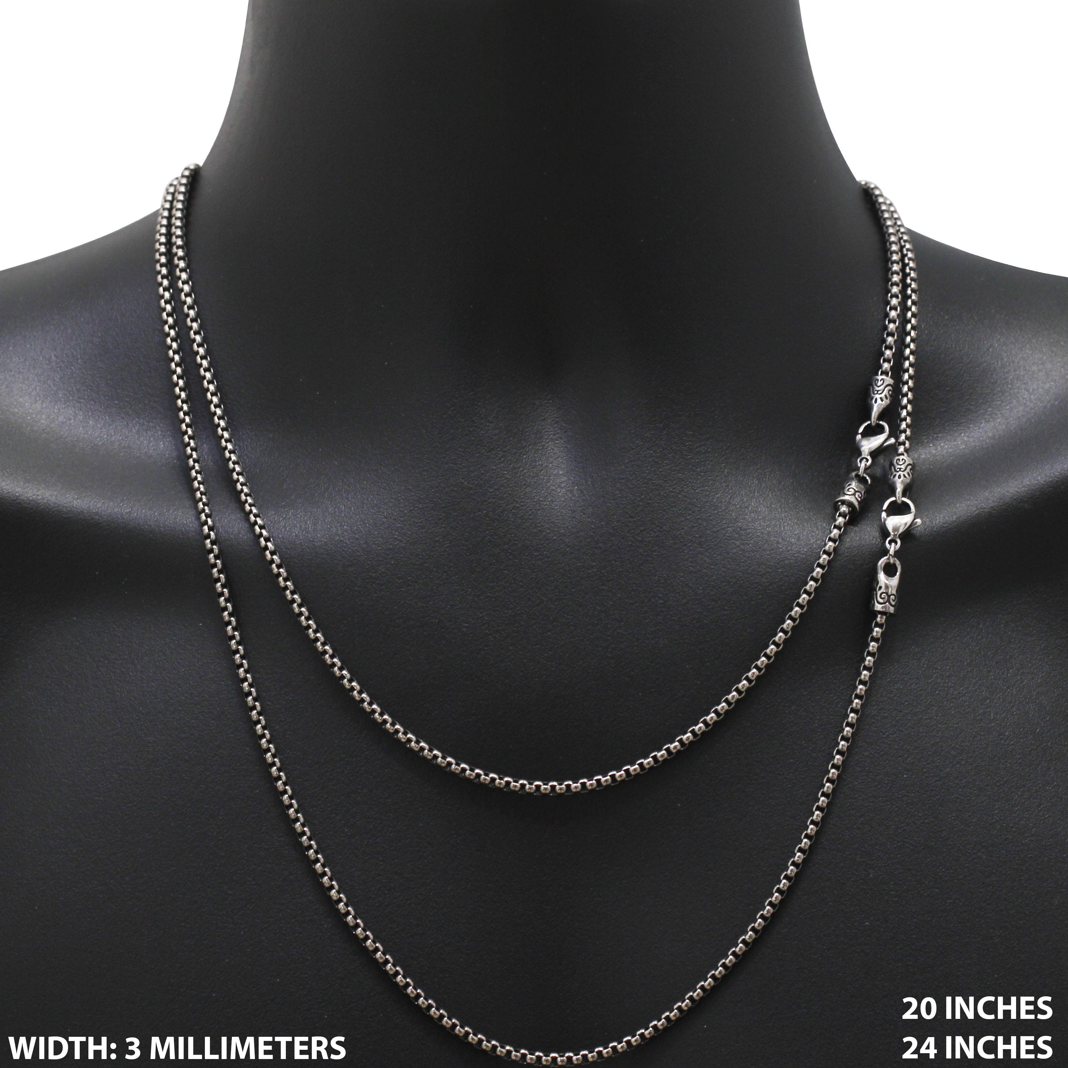 Other 316L Stainless Steel Gunmetal 3mm Box Chain Necklace 24" Size ONE SIZE - 1 Thumbnail