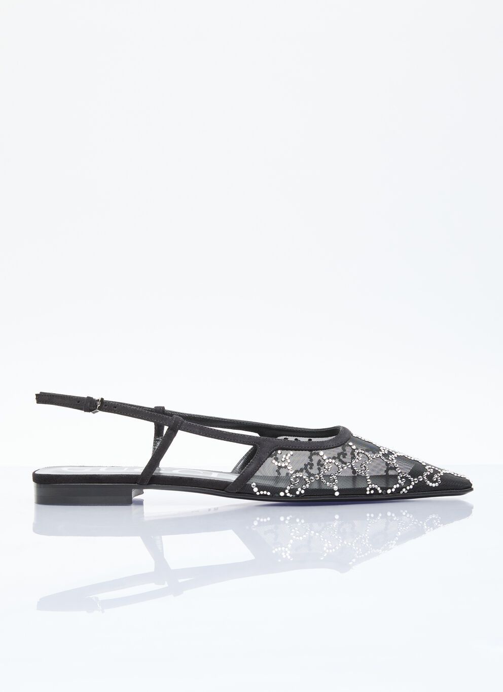 image of Gucci Gg Crystal Slingback Flats in Black, Women's (Size 10)