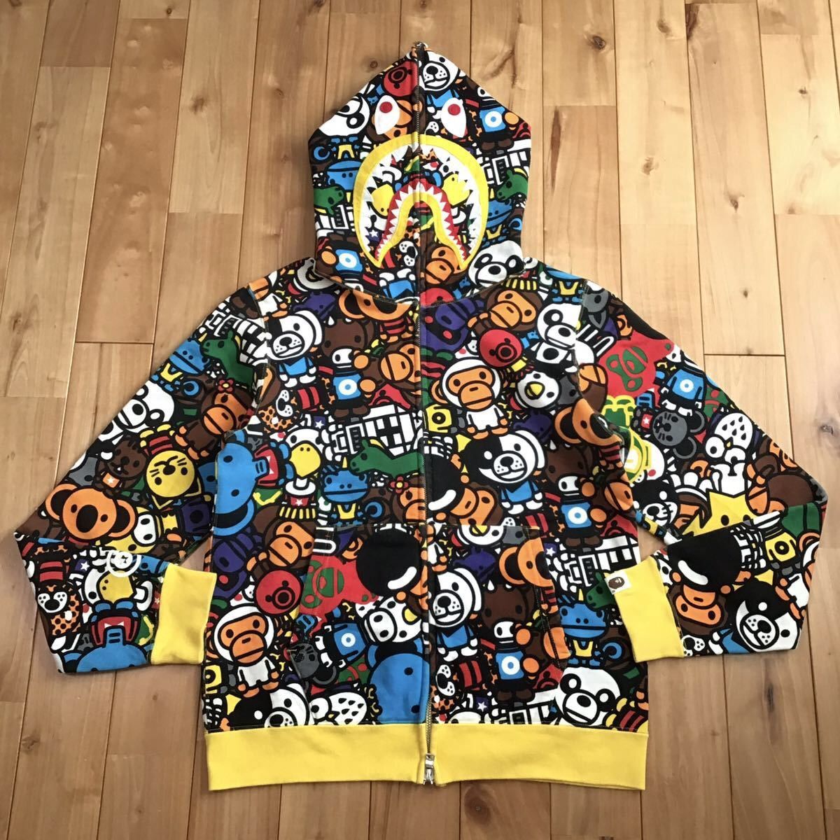 image of Mook Limited Milo Animal Safari Shark Full Zip Hoodie Bape in Yellow, Men's (Size Small)