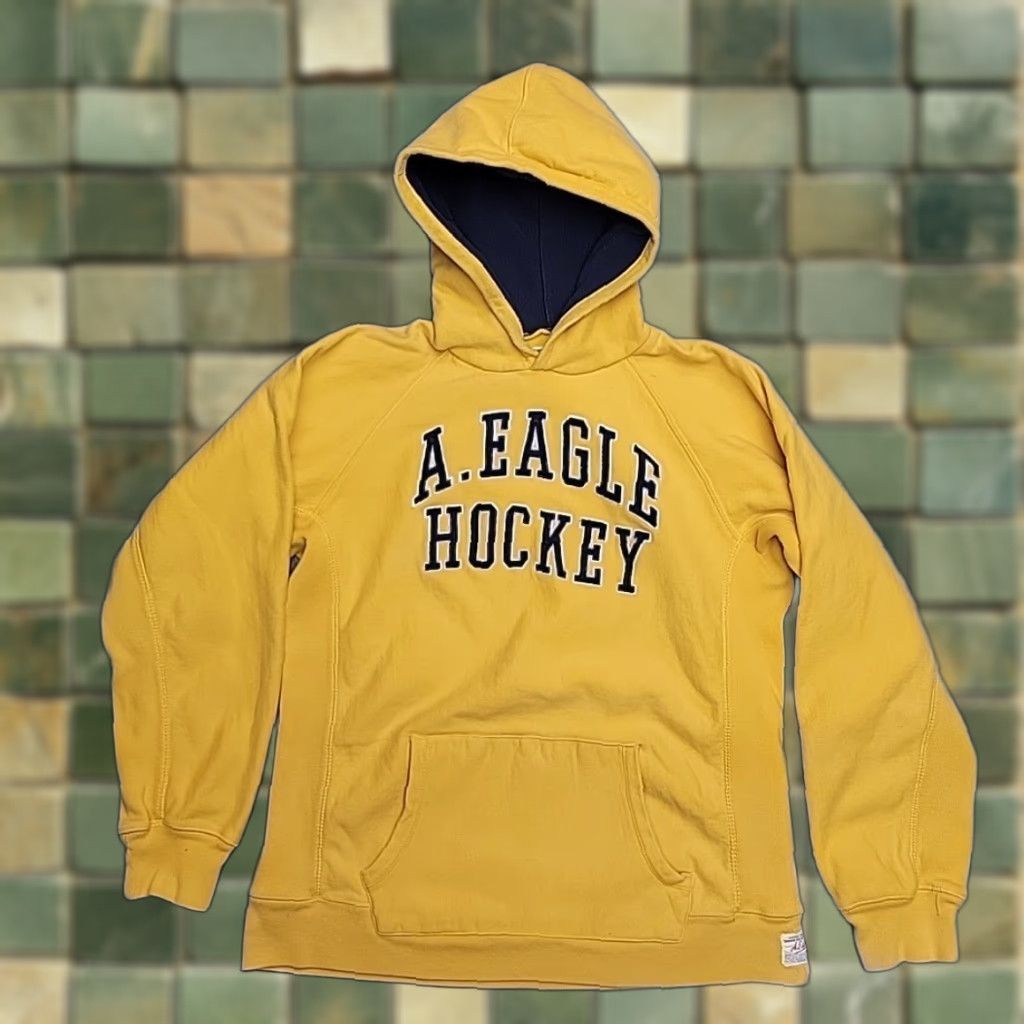 American Eagle Outfitters VINTAGE American Eagle Hoodie Mens L Gold Fleece Pullover Long Sleeve Logo Solid Cotton Casual 90s Mens Size US L / EU 52-54 / 3 - 1 Thumbnail
