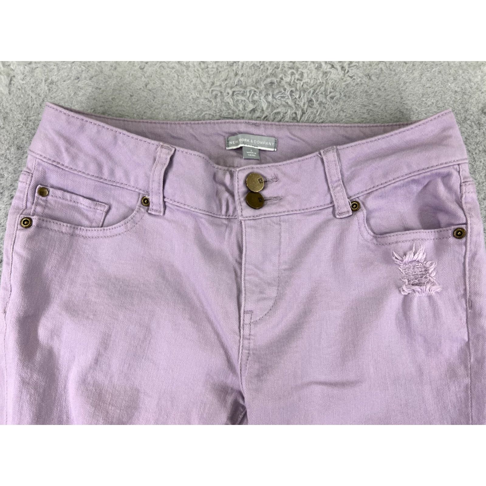 Vintage New York & Company Pants Womens 2 Purple Distressed Straight Leg Low Rise 27x28 Size 26" / US 2 / IT 38 - 4 Thumbnail