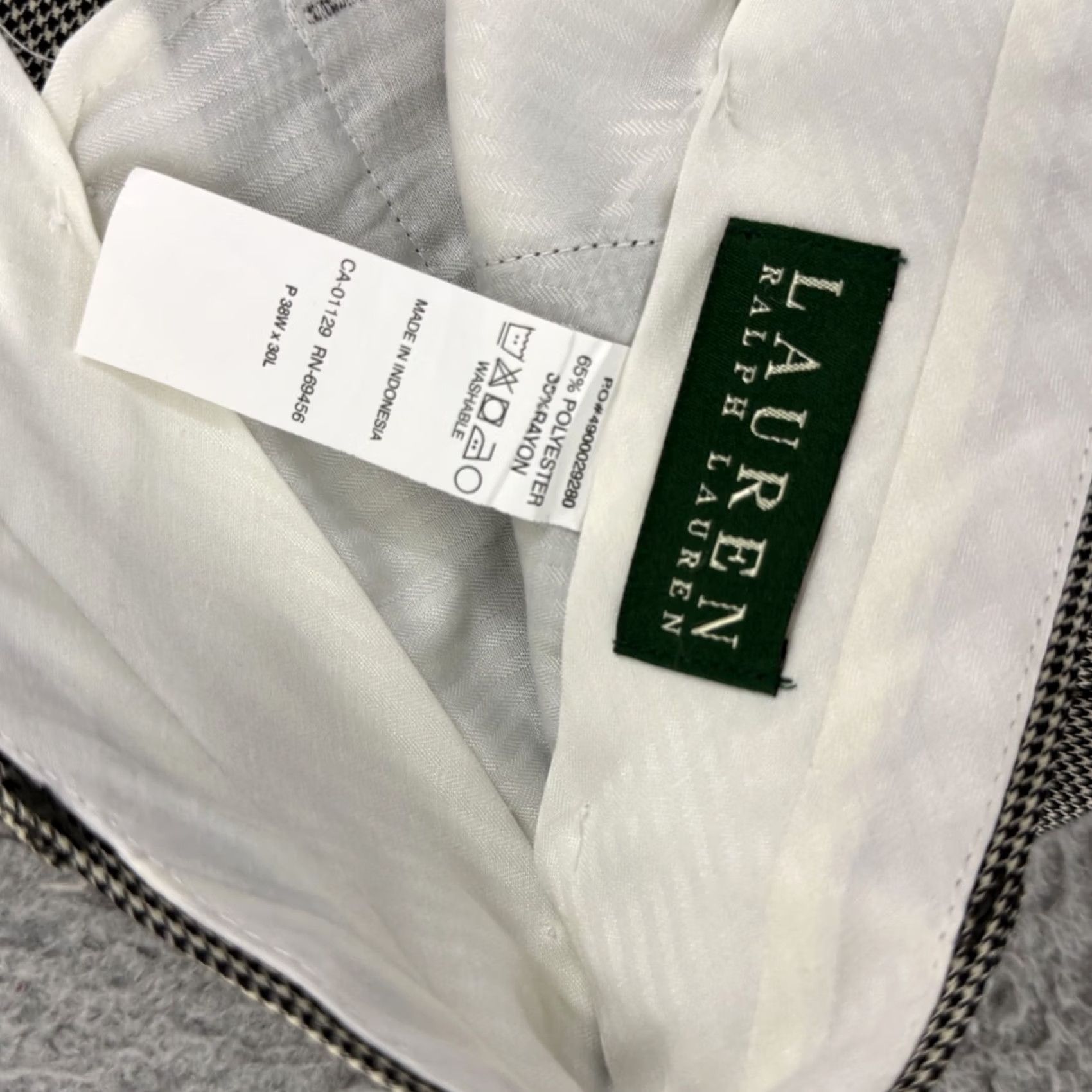 Ralph Lauren VINTAGE Lauren Ralph Lauren Pants Mens 38x30 Pleated Houndstooth Career Preppy Zip Gray Check Dress Pants Mens Size US 38 / EU 54 - 5 Thumbnail
