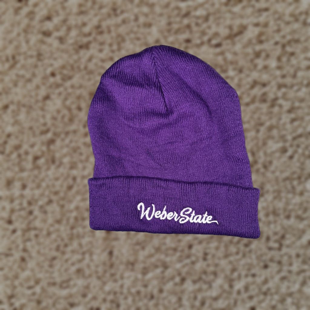 Vintage Weber State University Beanie Adult One Size Purple Knit Embroider Acrylic Toque Size ONE SIZE - 1 Thumbnail