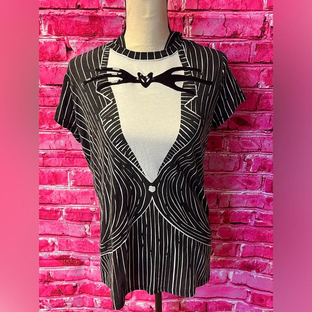 Disney Nightmare Before Christmas Tim Burton Black Stripe Hoodie Size L / US 10 / IT 46 - 1 Thumbnail