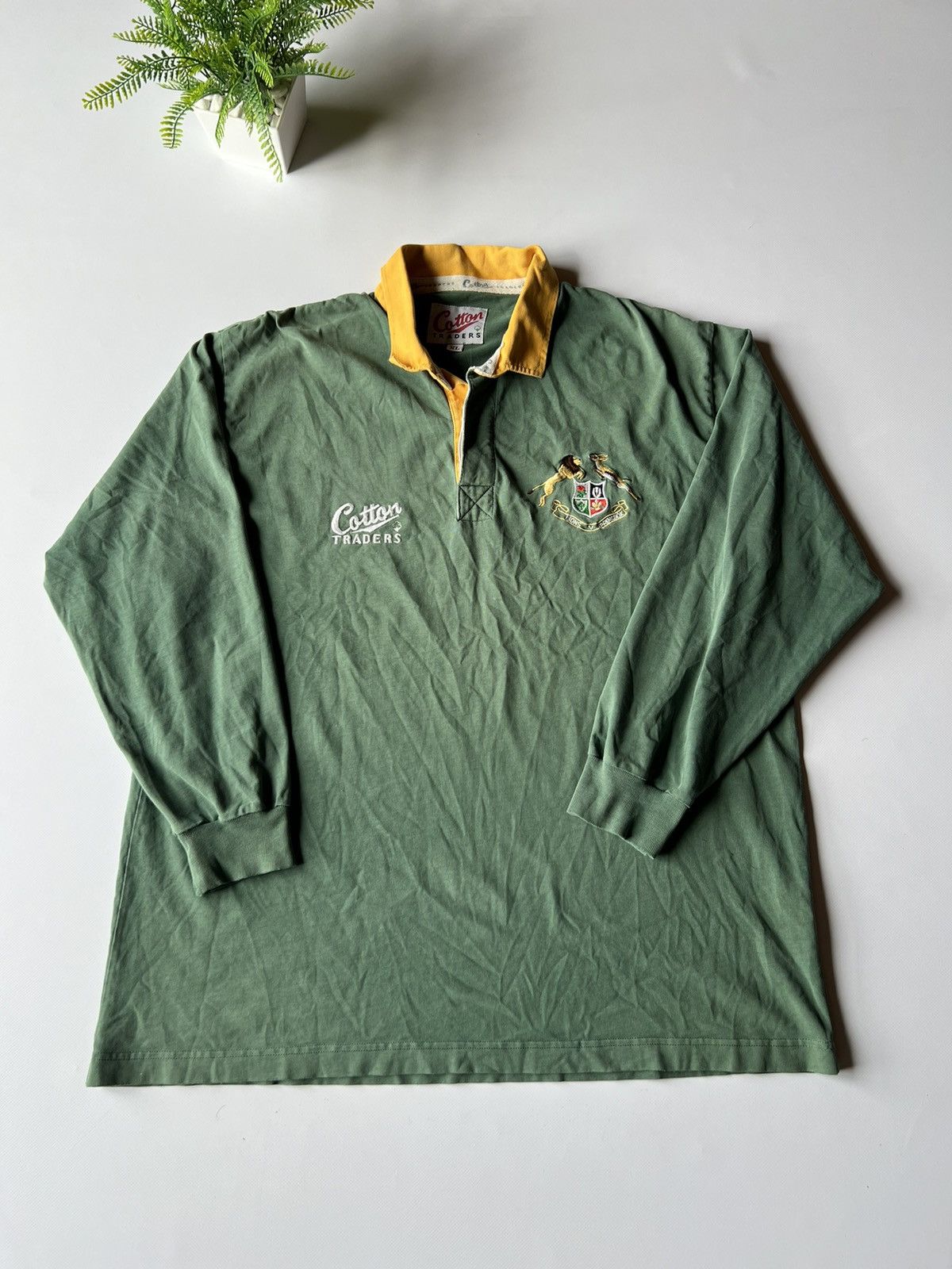 image of England Rugby League x Vintage South Africa British Lions 1996 Rugby Shirt Cotton Traders in Green 