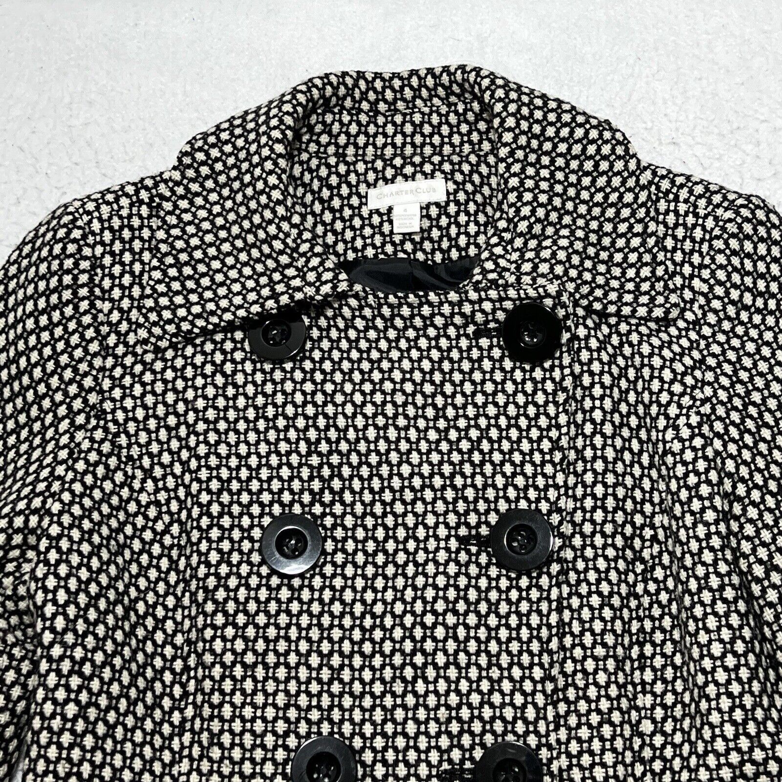 Macys Charter Club Wool Blend Tweed Double Breasted Blazer Jacket Size S / US 4 / IT 40 - 2 Thumbnail