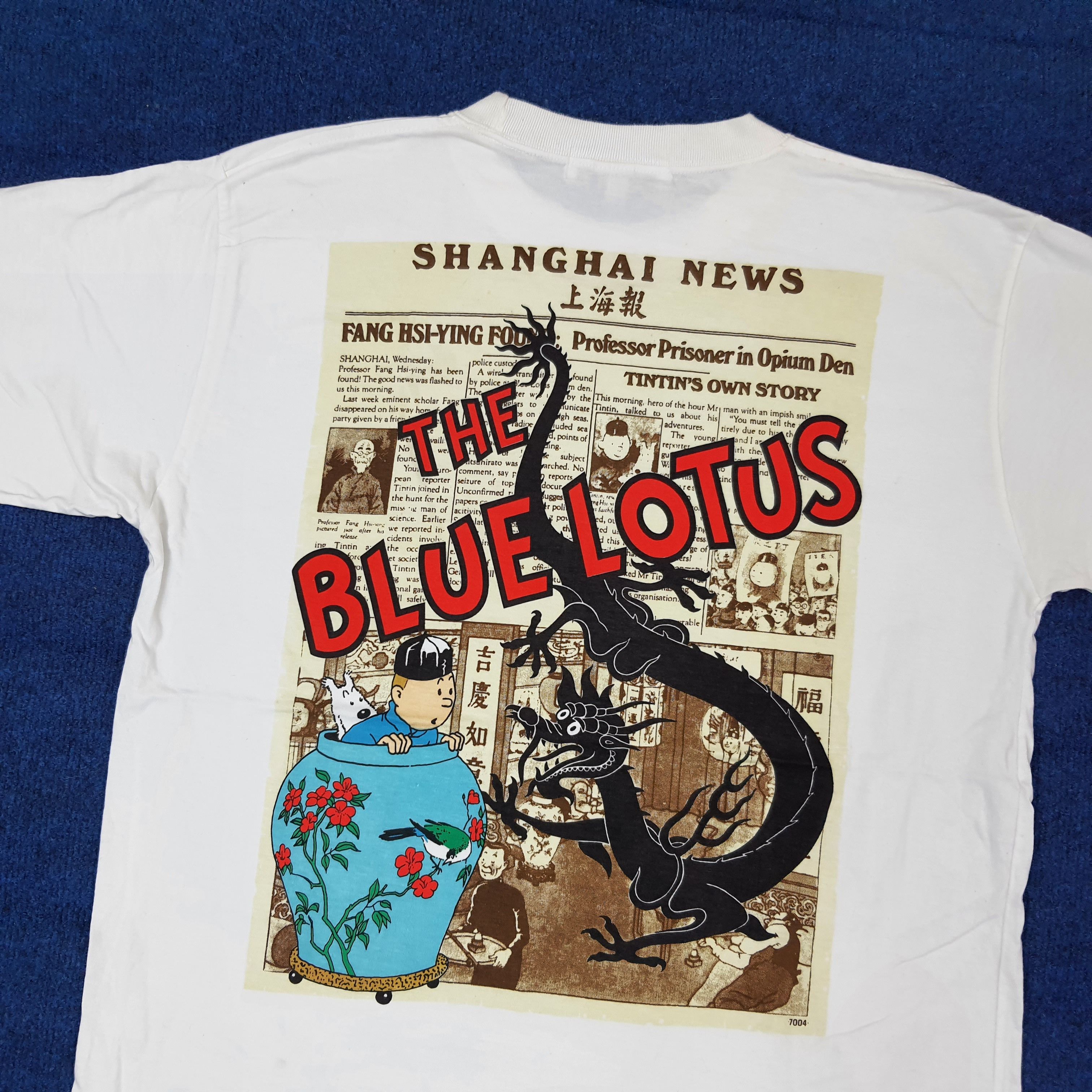 Vintage Vintage Adventure of Tintin The Blue Lotus Tshirt C259N5 Size US L / EU 52-54 / 3 - 2 Thumbnail