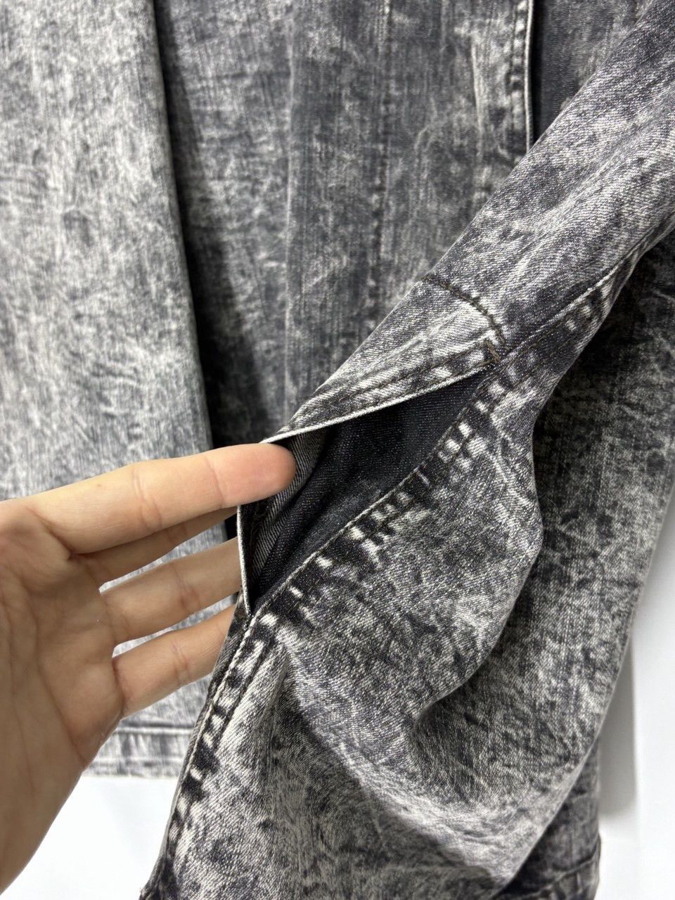 Norma Kamali Norma Kamali Black Acid Washed Denim A-Line Jacket Coat Size L / US 10 / IT 46 - 11 Thumbnail