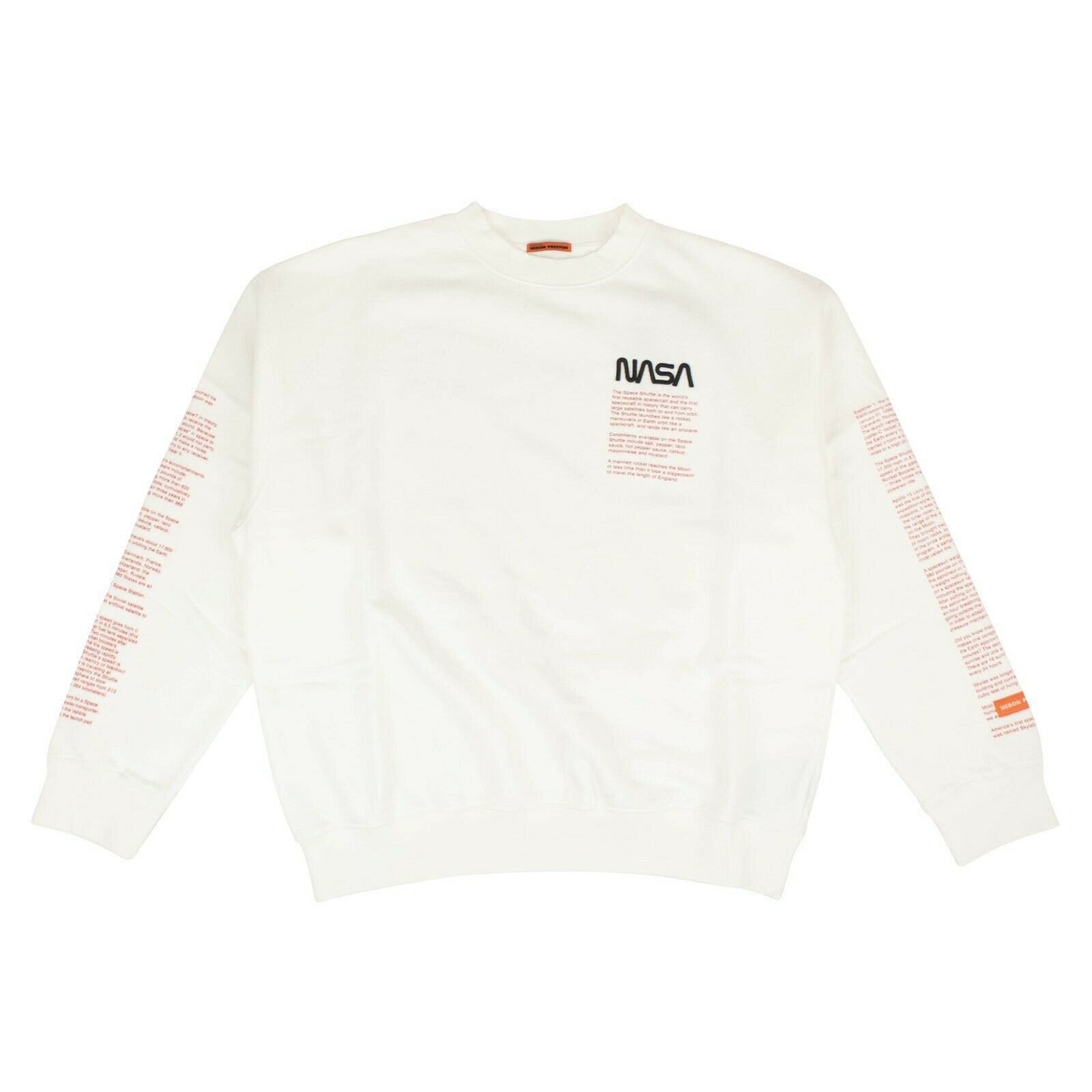 image of Heron Preston White Nasa Crew Neck Sweatshirt Size Xs, Men's