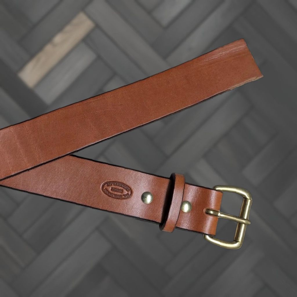 Vintage VINTAGE handcrafted belt USA one size Western belt Men Brown Leather cowhide Full Grain Western Belt Mens Size ONE SIZE - 1 Thumbnail