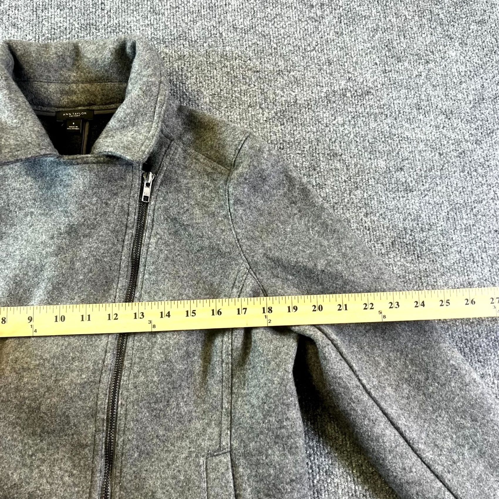 Ann Taylor Ann Taylor Biker Jacket Women's 8 Gray Polyester Asymmetrical Zip Moto Travel Jacket Size M / US 6-8 / IT 42-44 - 2 Thumbnail