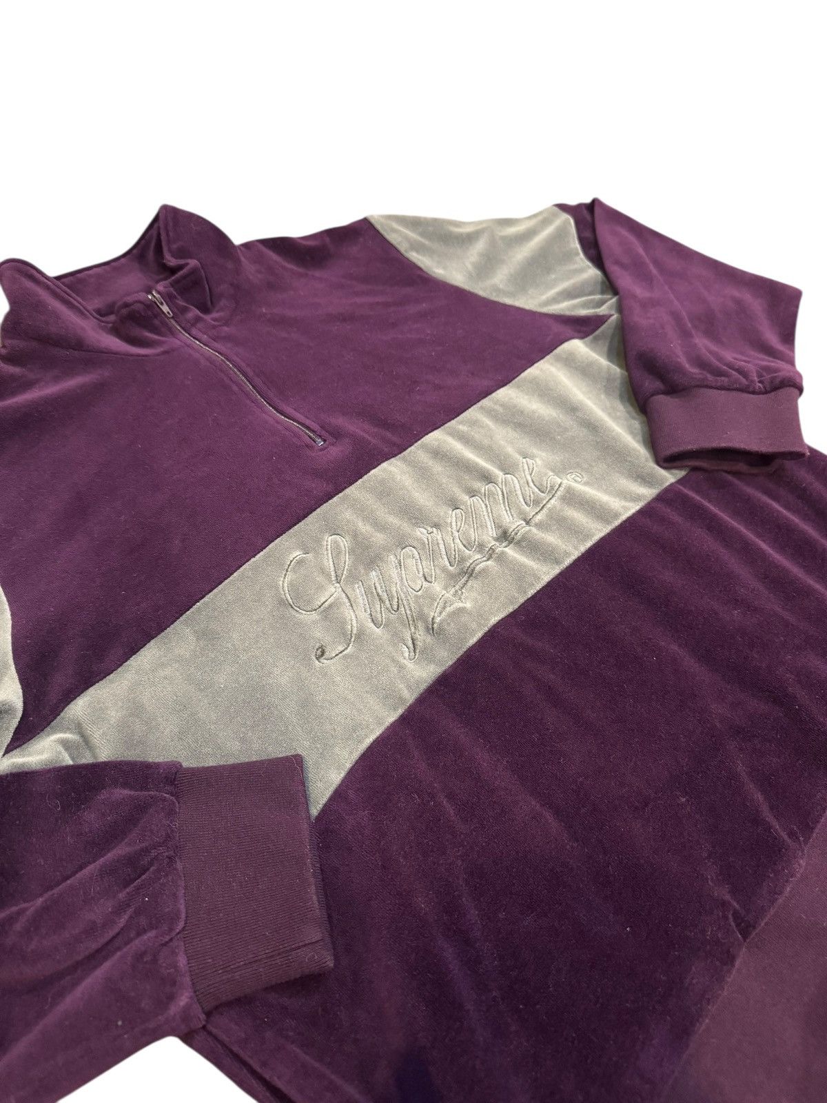 Supreme Supreme Velour Half Zip Pullover Purple Medium 2017 Size US M / EU 48-50 / 2 - 2 Thumbnail