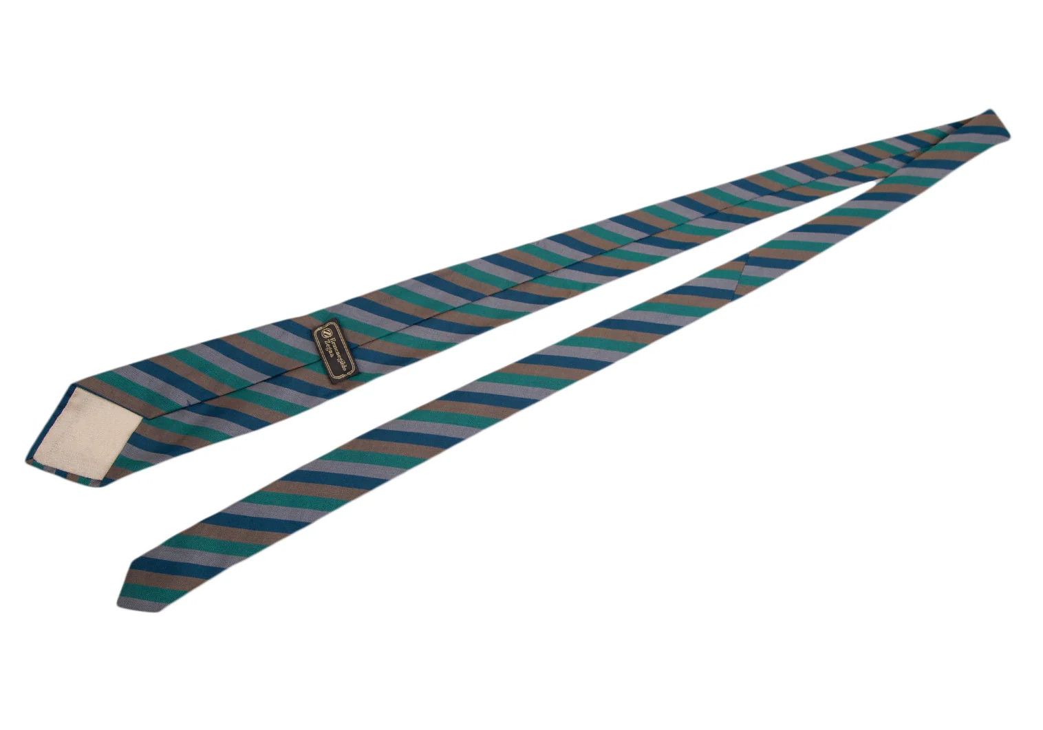 Dries Van Noten Silk Regimental Tie in Blue Grey and Brown Size ONE SIZE - 4 Thumbnail