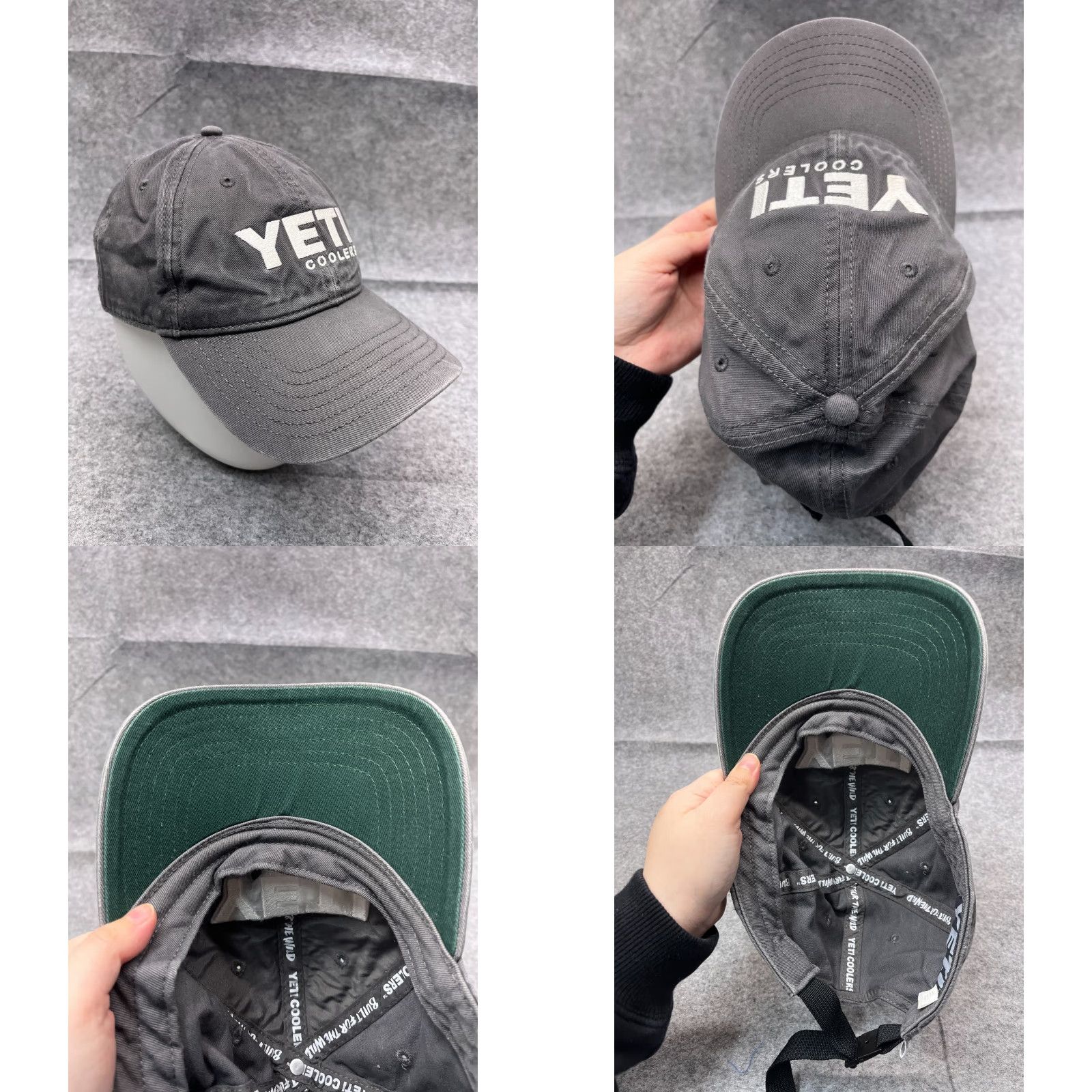 Yeti Yeti Baseball Cap Hat Cap Strap Back One Size Adult Gray 100% Cotton Twill Casual Baseball Hat Mens Size ONE SIZE - 8 Thumbnail