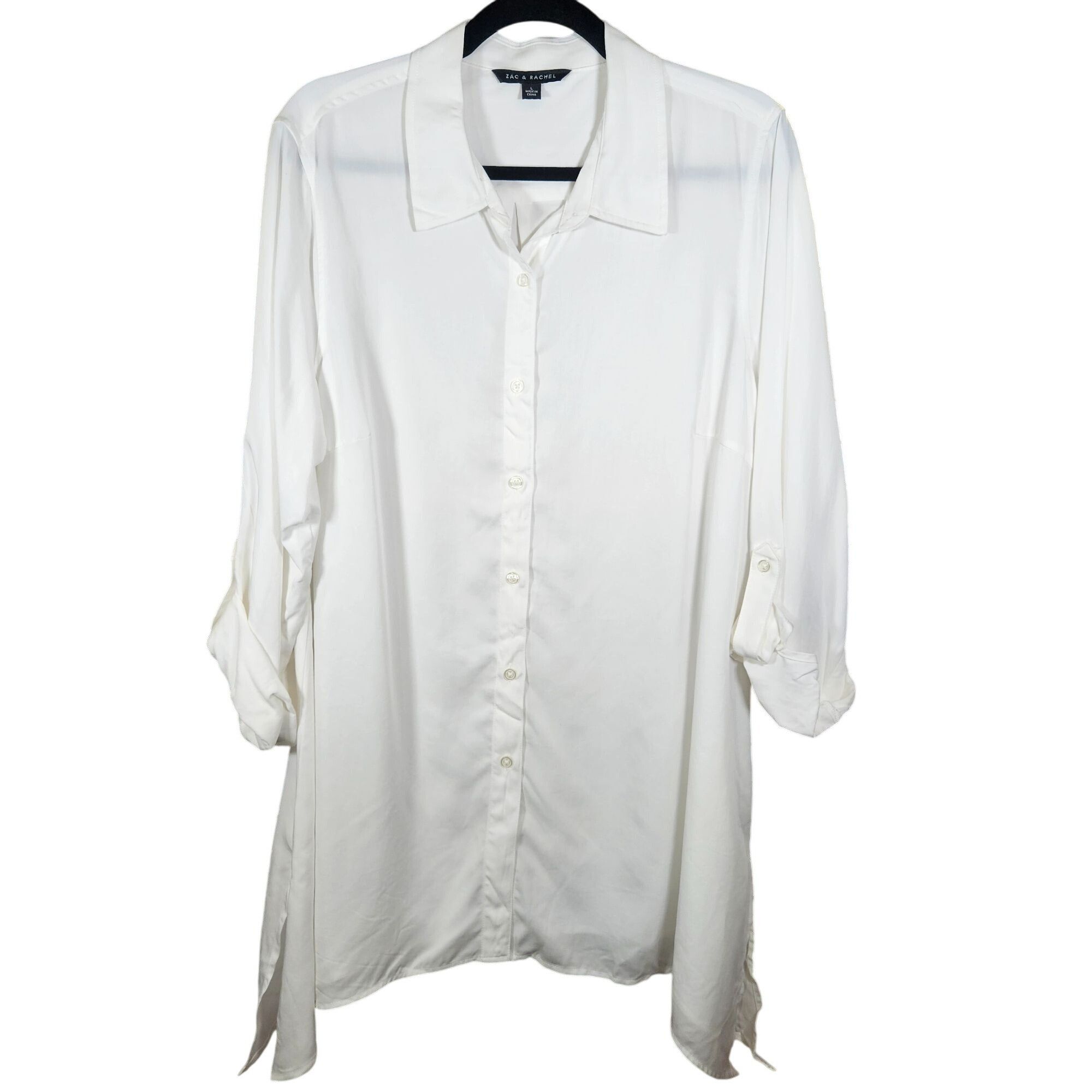 Other Zac Rachel Women Soft White Button Tunic Shirt Dress L Clean Size L / US 10 / IT 46 - 2 Thumbnail