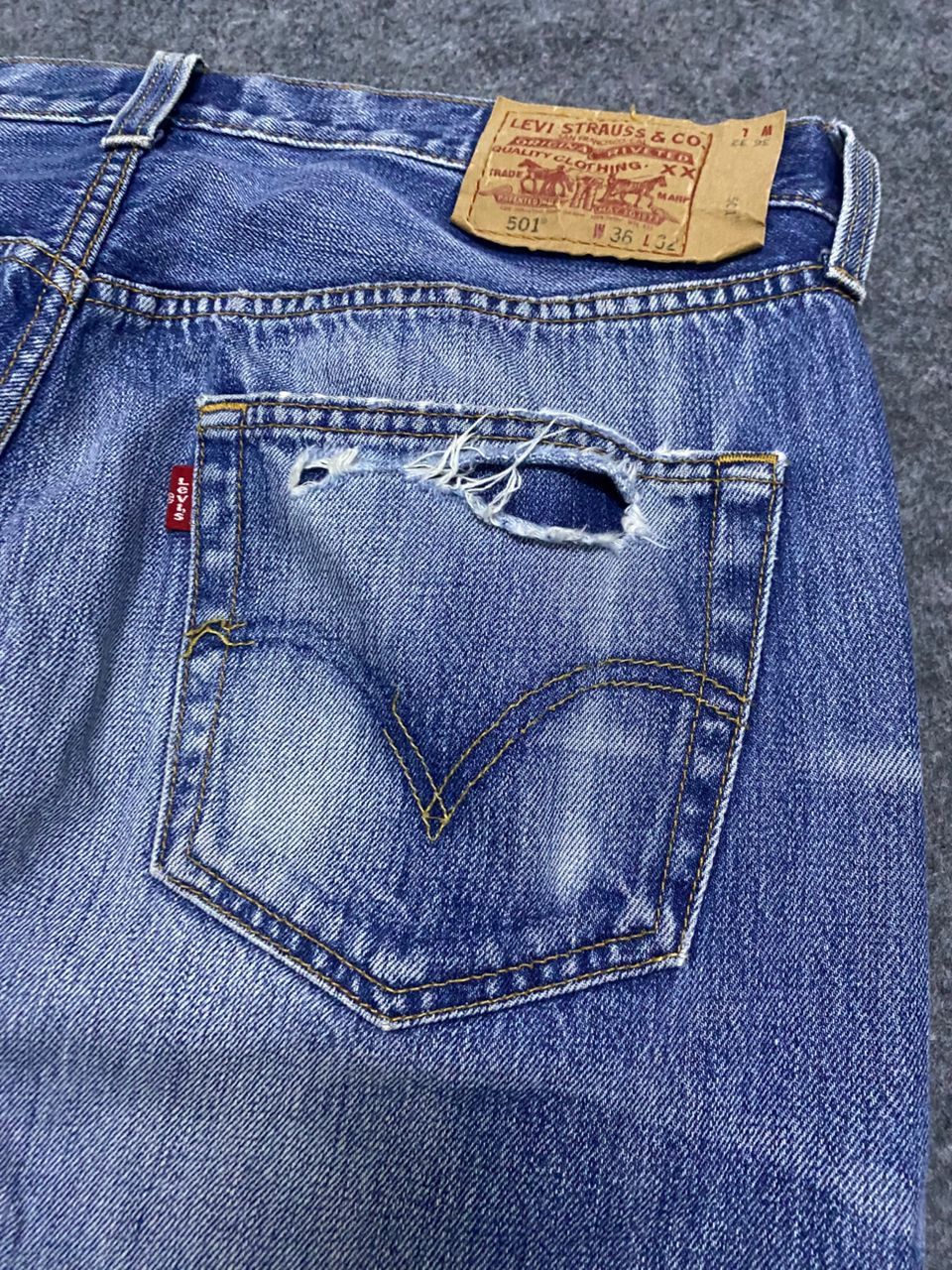 Levi's 💥Best Offer💥Vintage Levis 501 Wokers Distressed Denim Size US 36 / EU 52 - 11 Thumbnail