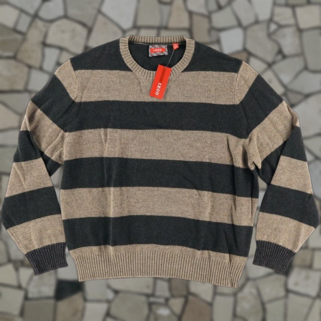 Izod Izod Wool Blend Crewneck Striped Long Sleeve Sweater Green Men's 2XL Shirt Size US XXL / EU 58 / 5 - 1 Thumbnail