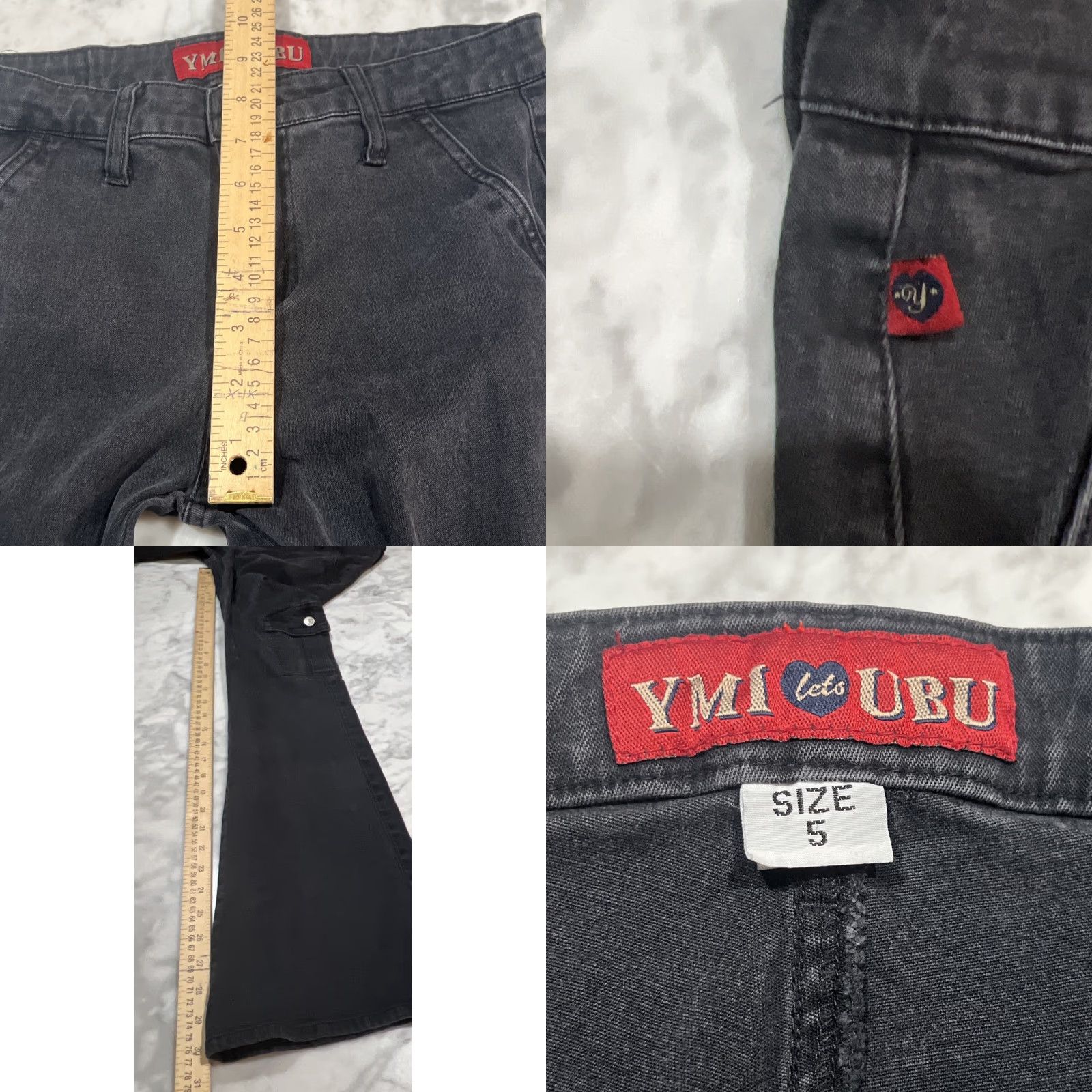 Denime VINTAGE YMI Jeans Women Cargo Denim Black Flared 30in Inseam Size 5wear Bag Cultures? Size 27" / US 4 / IT 40 - 9 Thumbnail