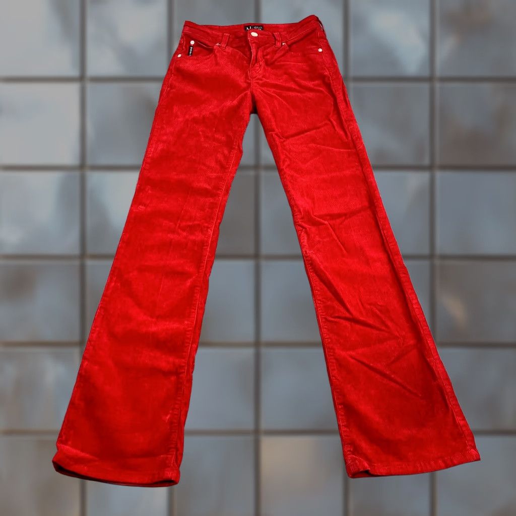 Vintage Armani Jeans Jeans Bootcut Women 6 Red Corduroy Stretch 26 32 UK VTG Denim 5-Pocket Size 28" / US 6 / IT 42 - 1 Thumbnail