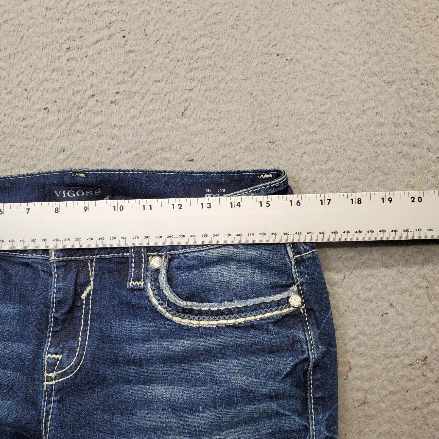 Vintage VIGOSS Womens 6 Jeans Boyfriend Denim Blue Pocket 5-Pocket Embellished Pockets Size 6 Slim? Size 28" / US 6 / IT 42 - 6 Thumbnail