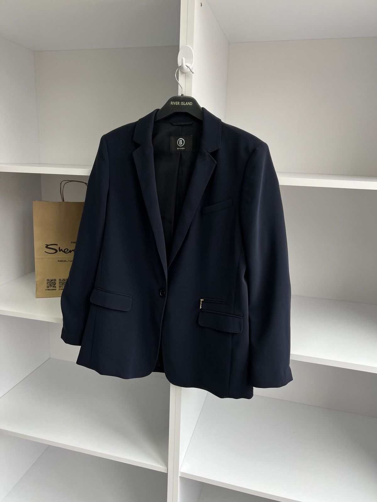 Bogner × Designer × Vintage Vintage Bogner Women’s Navy Luxury Blazer Size L / US 10 / IT 46 - 3 Thumbnail