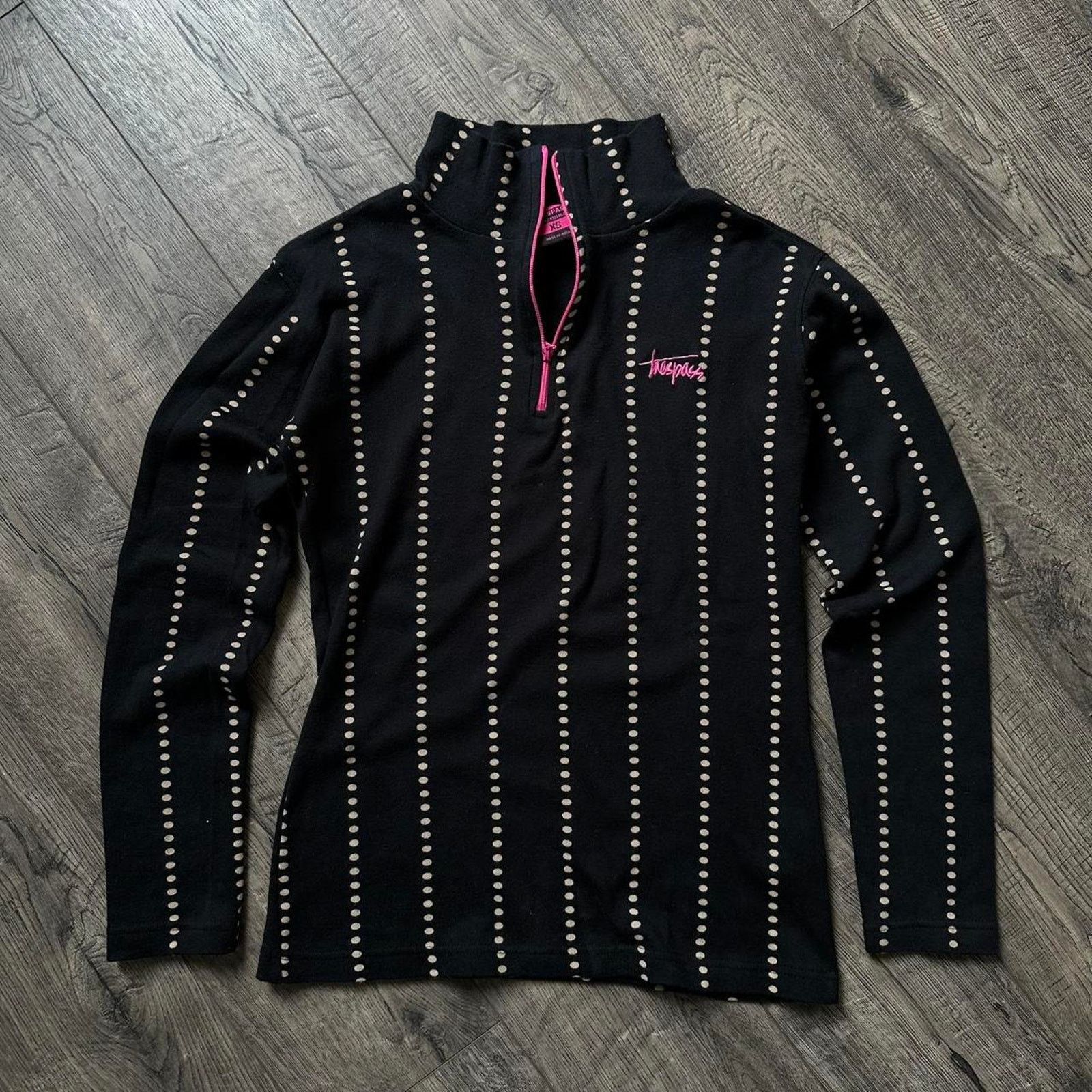 Vintage Vintage Y2K Striped Polka Dot Pink Longsleeve Quarterzip Top Size XS / US 0-2 / IT 36-38 - 5 Thumbnail