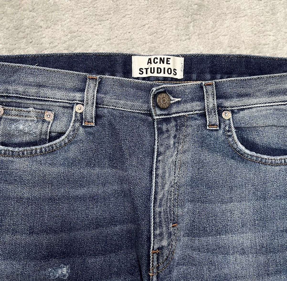 Acne Studios Vintage Blue Acne Studio Straight Leg Jeans Trash Ripped Size 29" - 4 Thumbnail
