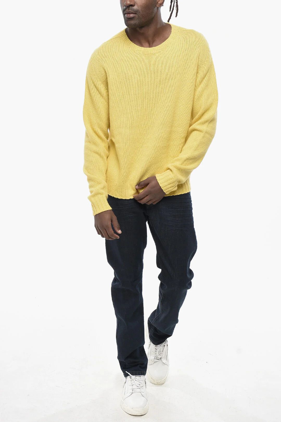 Palm Angels og1mm0326 Cashmere Blend Crew Neck Sweater in Yellow Size US XXL / EU 58 / 5 - 4 Thumbnail