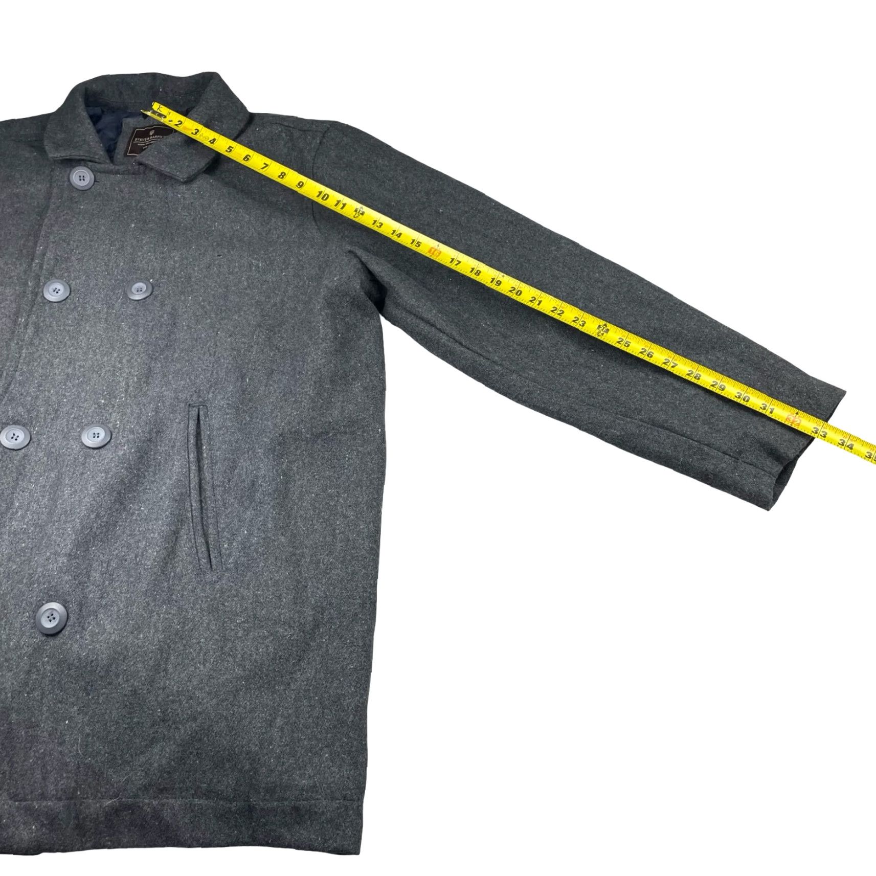 Vintage Steve & Barry's Men's Coat Pea Coat Wool Double Breasted Quilted Lining Gray XL - Regular Fit, 6-Button Front, Polyester/Wool Blend, Vintage: No Size US XL / EU 56 / 4 - 6 Thumbnail