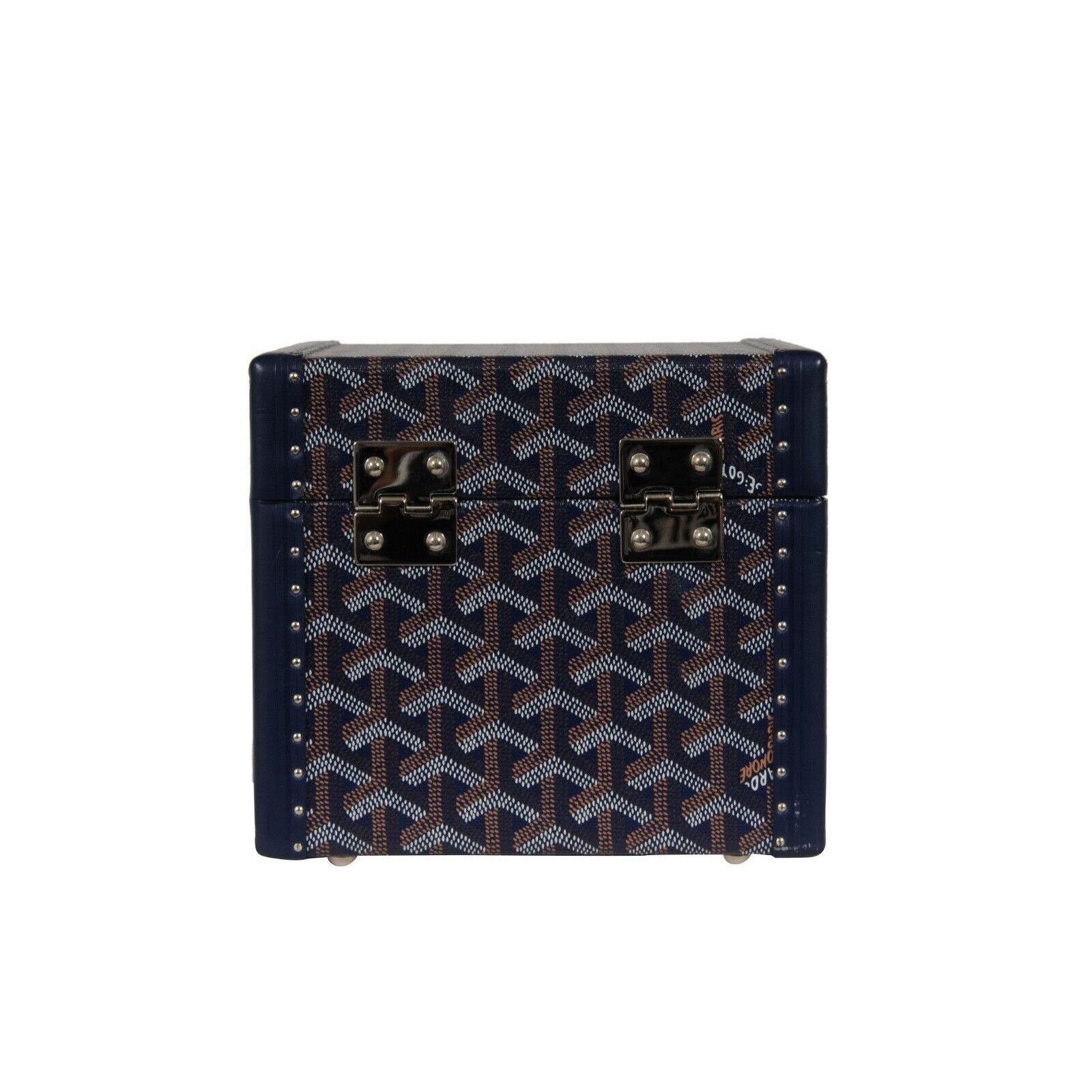 Goyard Trunk Case Navy Blue Jewelry Cuff Links Watch Box -02285 Size ONE SIZE - 8 Thumbnail
