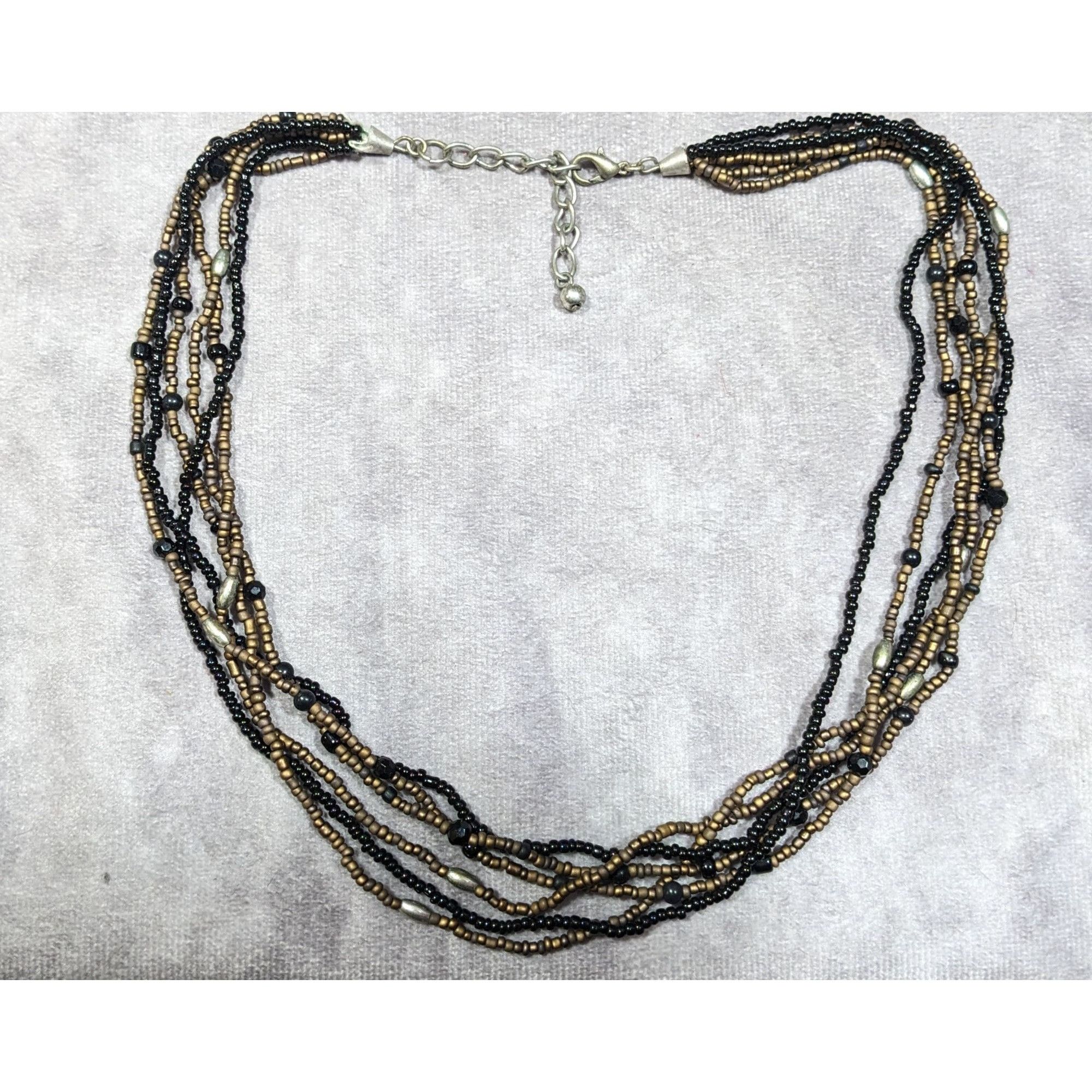 Other Elegant Black And Gold Tone Glass Beaded Multilayer Necklace Size ONE SIZE - 6 Thumbnail