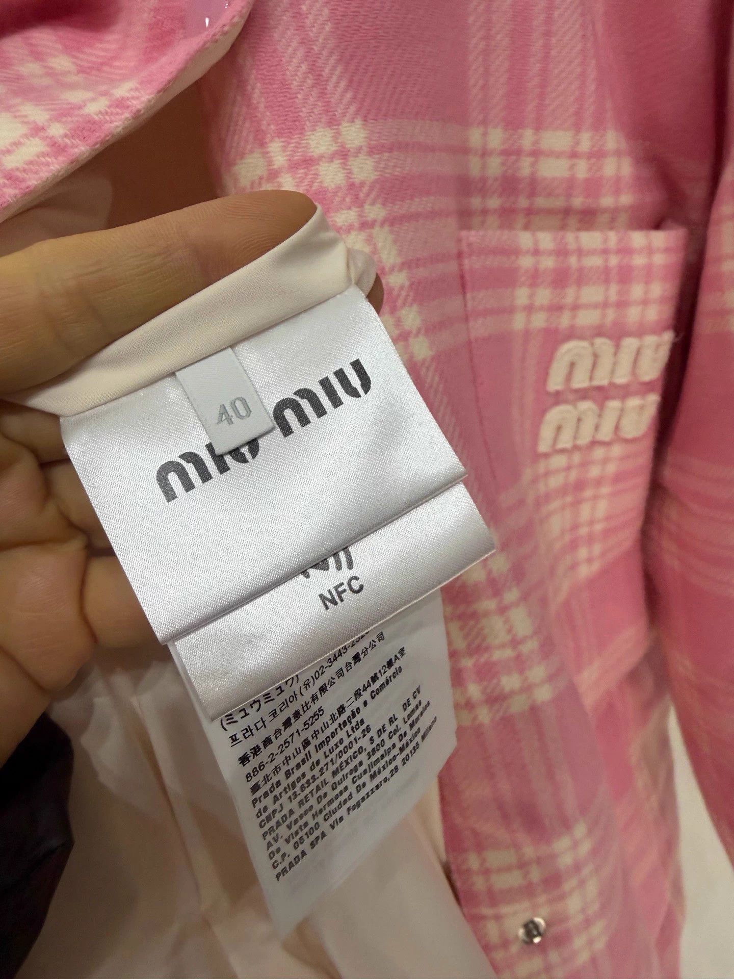 Miu Miu MIU MIU Pink Gingham Logo Puffer Jacket 40 Size S / US 4 / IT 40 - 4 Thumbnail