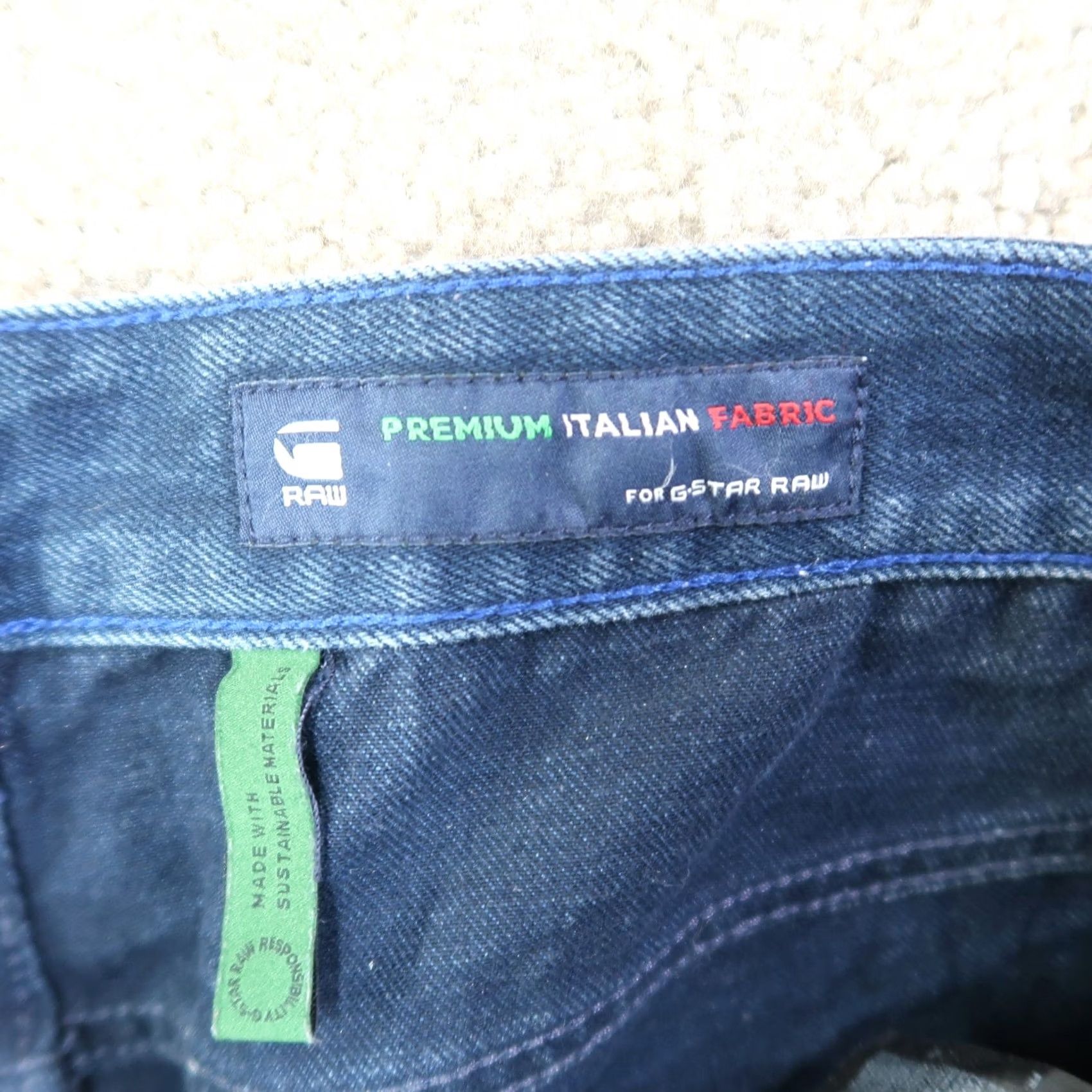 G-Star VINTAGE? No. G-Star RAW 3301 Jeans Men 38x36 Blue 3301 Slim Straight Stretch Whiskered Denim Button fly Size US 38 / EU 54 - 6 Thumbnail