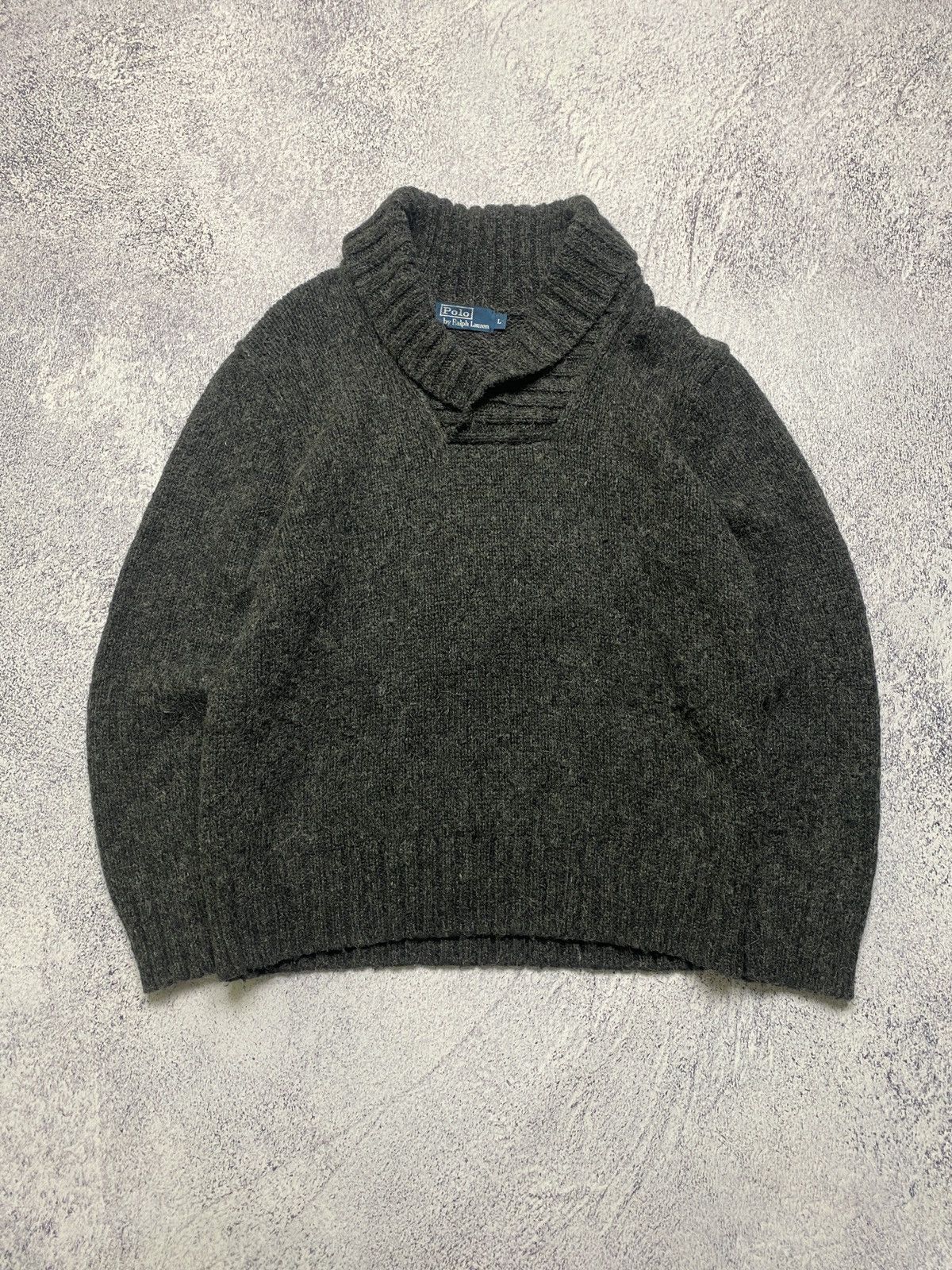 Ralph Lauren × Vintage Vintage Polo Ralph Lauren Wool Alpaca Knit Sweater Shawl Size US L / EU 52-54 / 3 - 1 Thumbnail
