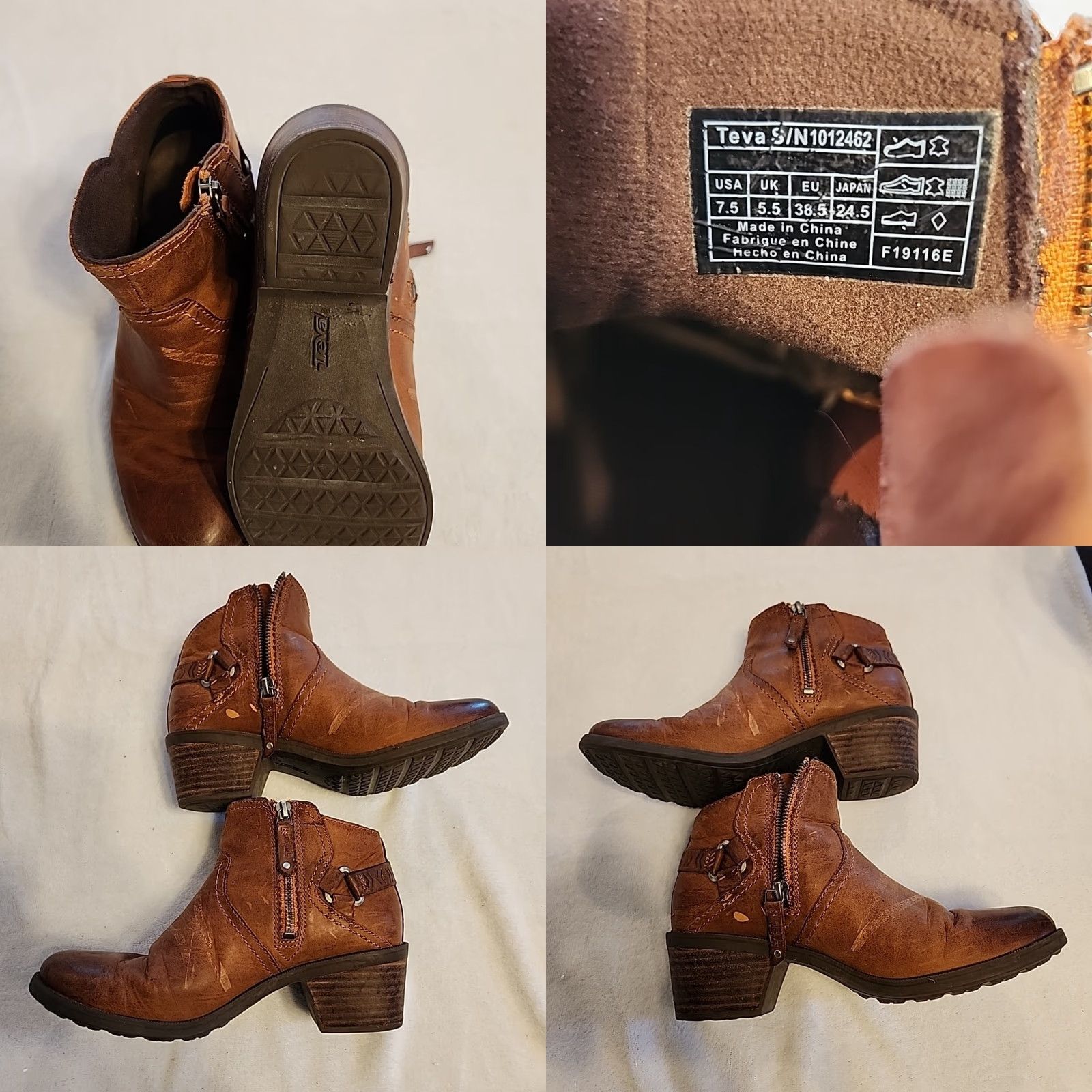Teva Teva Boots Womens Ankle Boot Brown Leather Waterproof Zip 7.5 US 38.5 EU Style 1012462 Size US 8 / IT 38 - 10 Thumbnail
